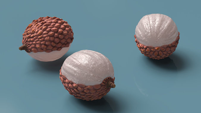 Half Peeled Lychee Pink 3D model 4