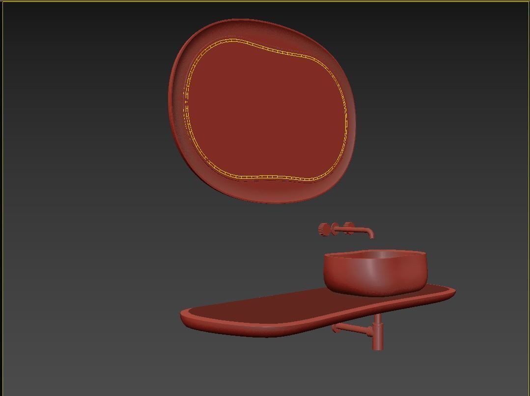 Anima Wall-mounted shelf with basin 150 CM 3D model_6