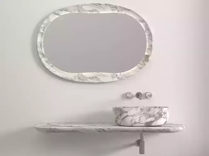 Anima Wall-mounted shelf with basin 150 CM 3D model