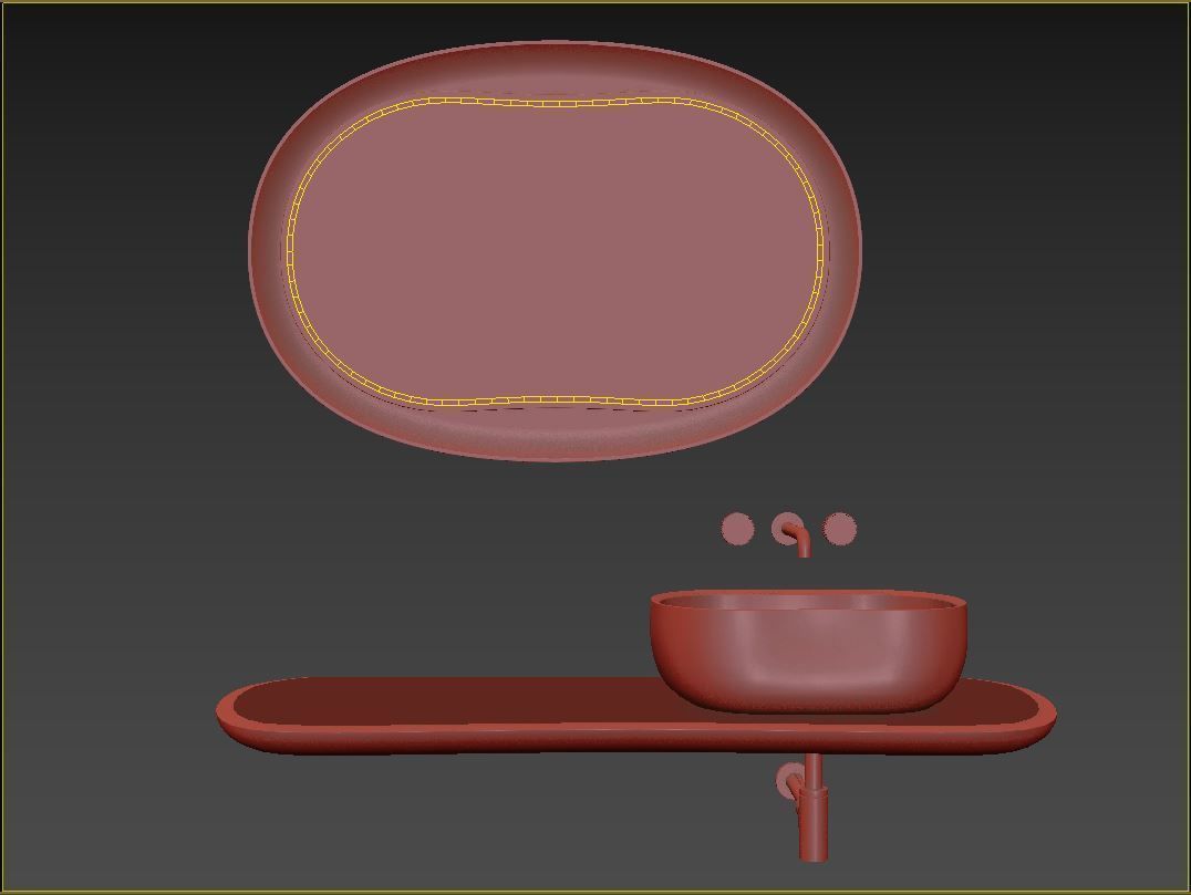 Anima Wall-mounted shelf with basin 150 CM 3D model_7