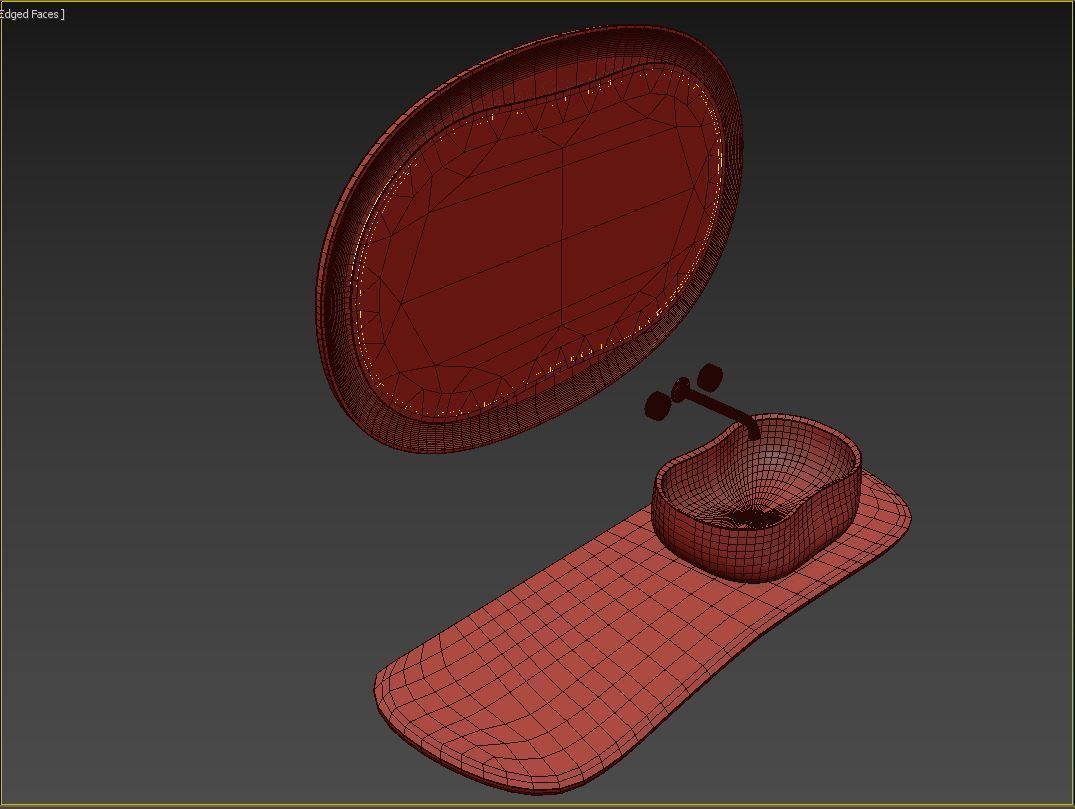 Anima Wall-mounted shelf with basin 150 CM 3D model_3