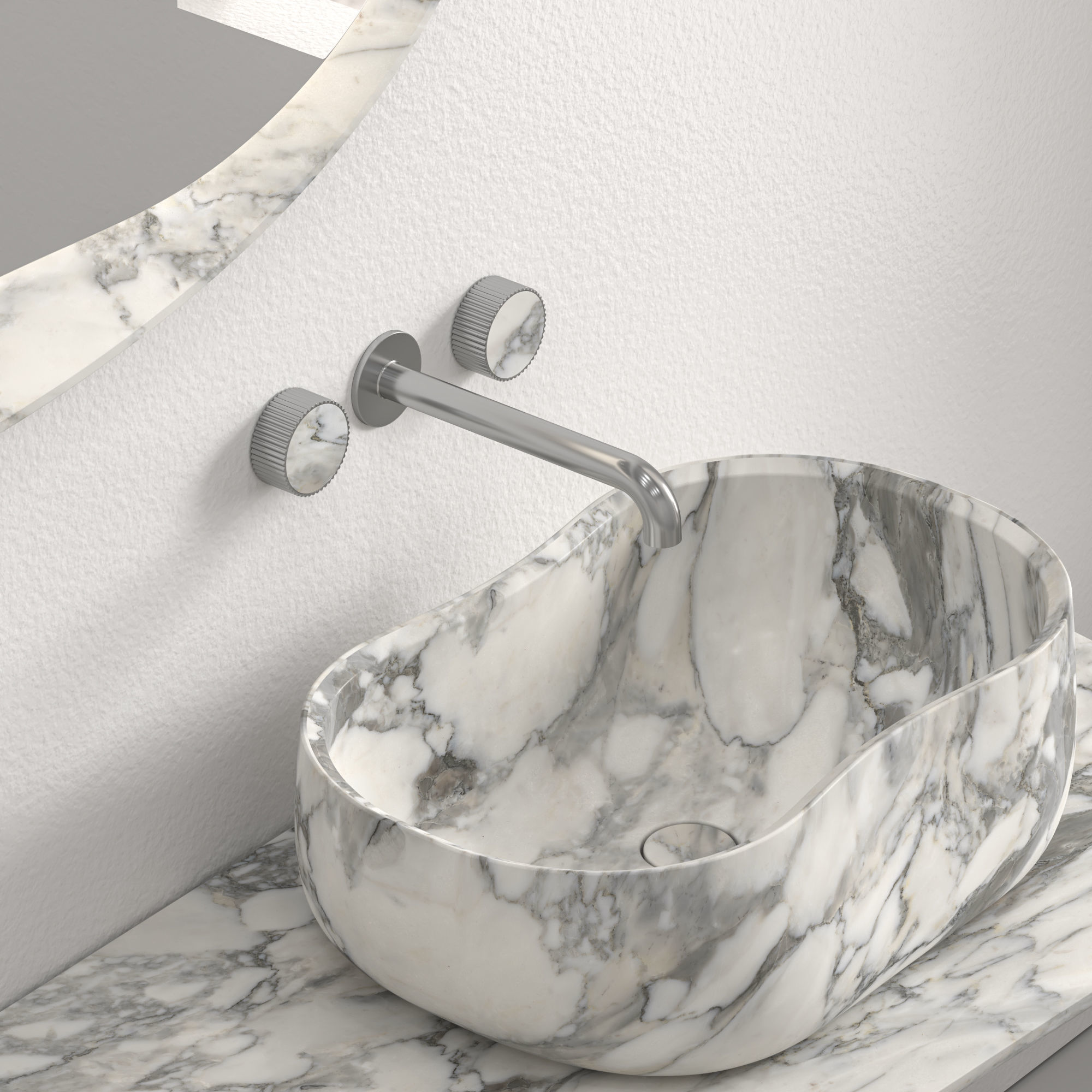 Anima Wall-mounted shelf with basin 150 CM 3D model_1