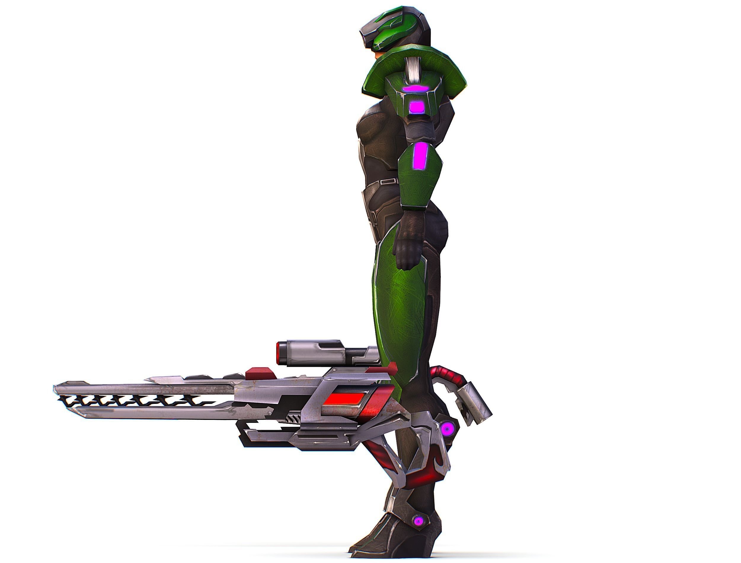 Sci-Fi Woman Cyborg - Female Drone Sniper Soldier Low-poly 3D model_40