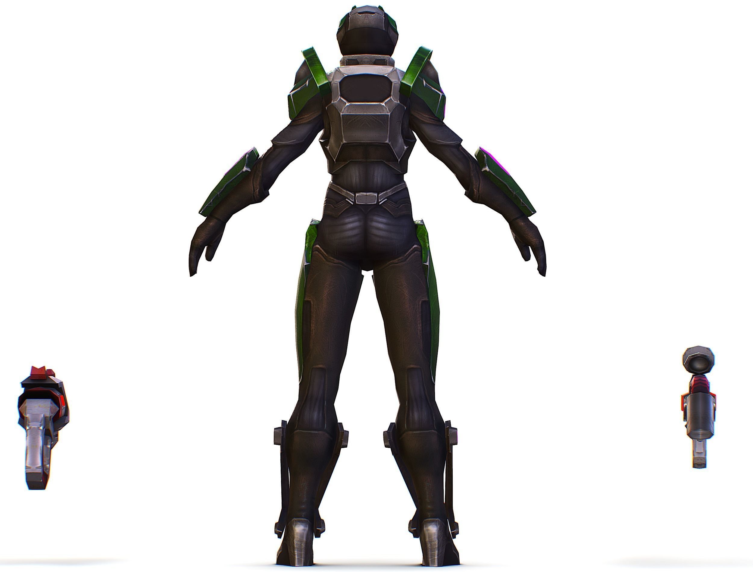 Sci-Fi Woman Cyborg - Female Drone Sniper Soldier Low-poly 3D model_39