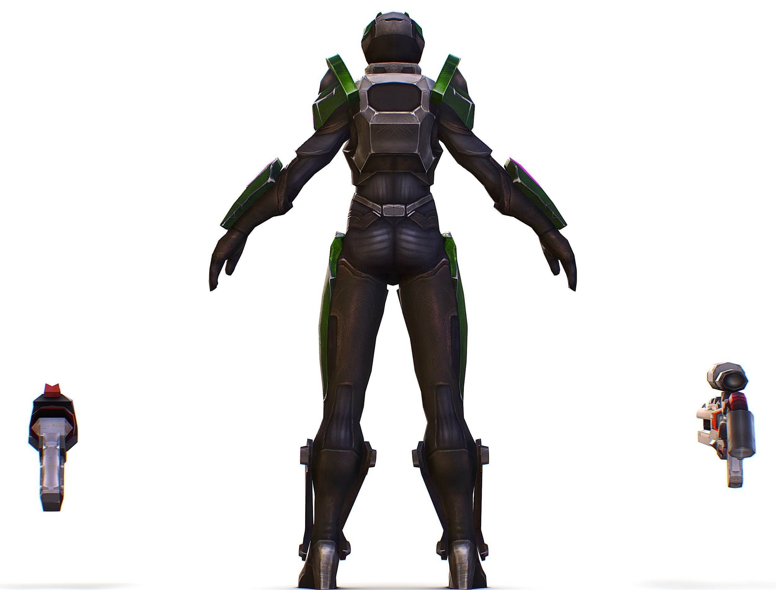 Sci-Fi Woman Cyborg - Female Drone Sniper Soldier Low-poly 3D model_13