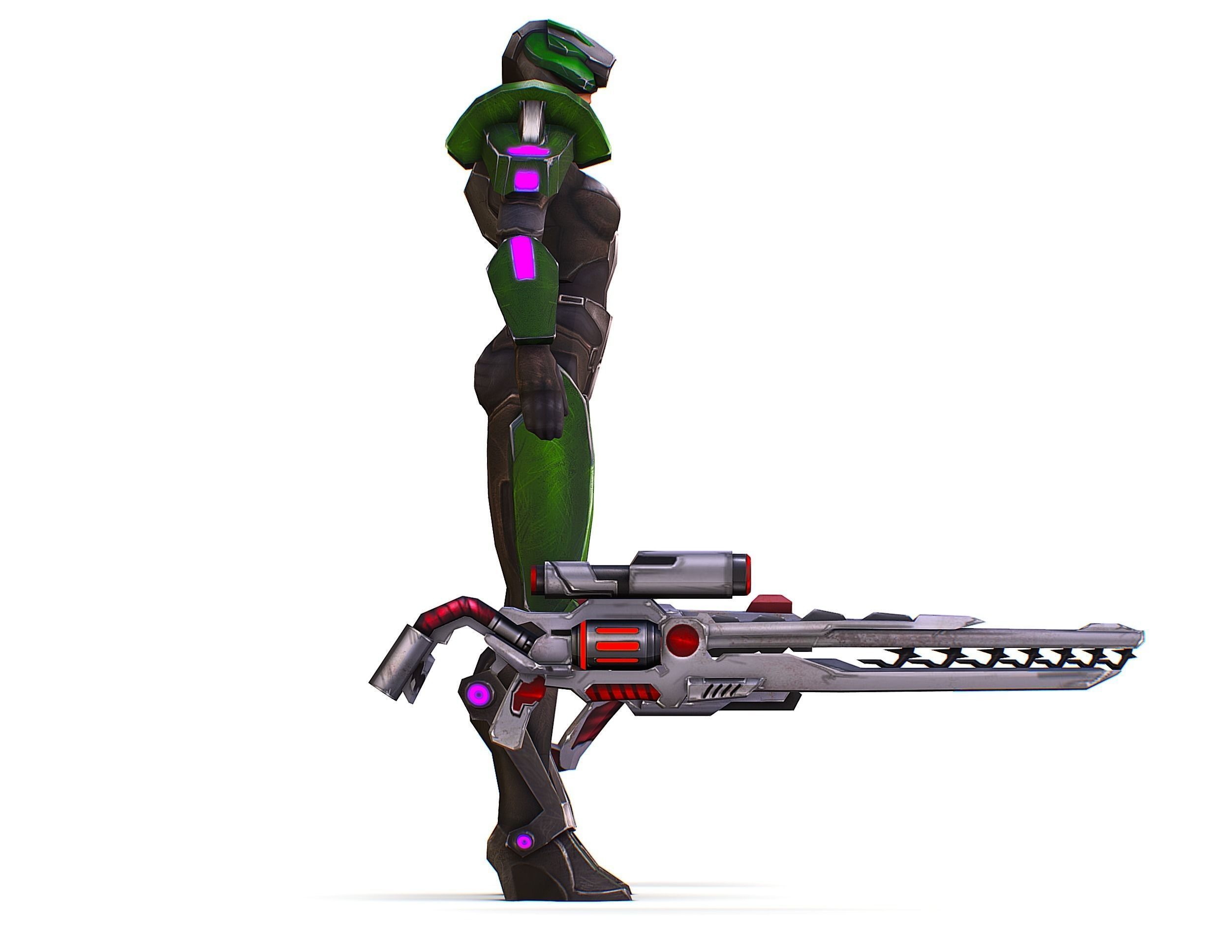 Sci-Fi Woman Cyborg - Female Drone Sniper Soldier Low-poly 3D model_5