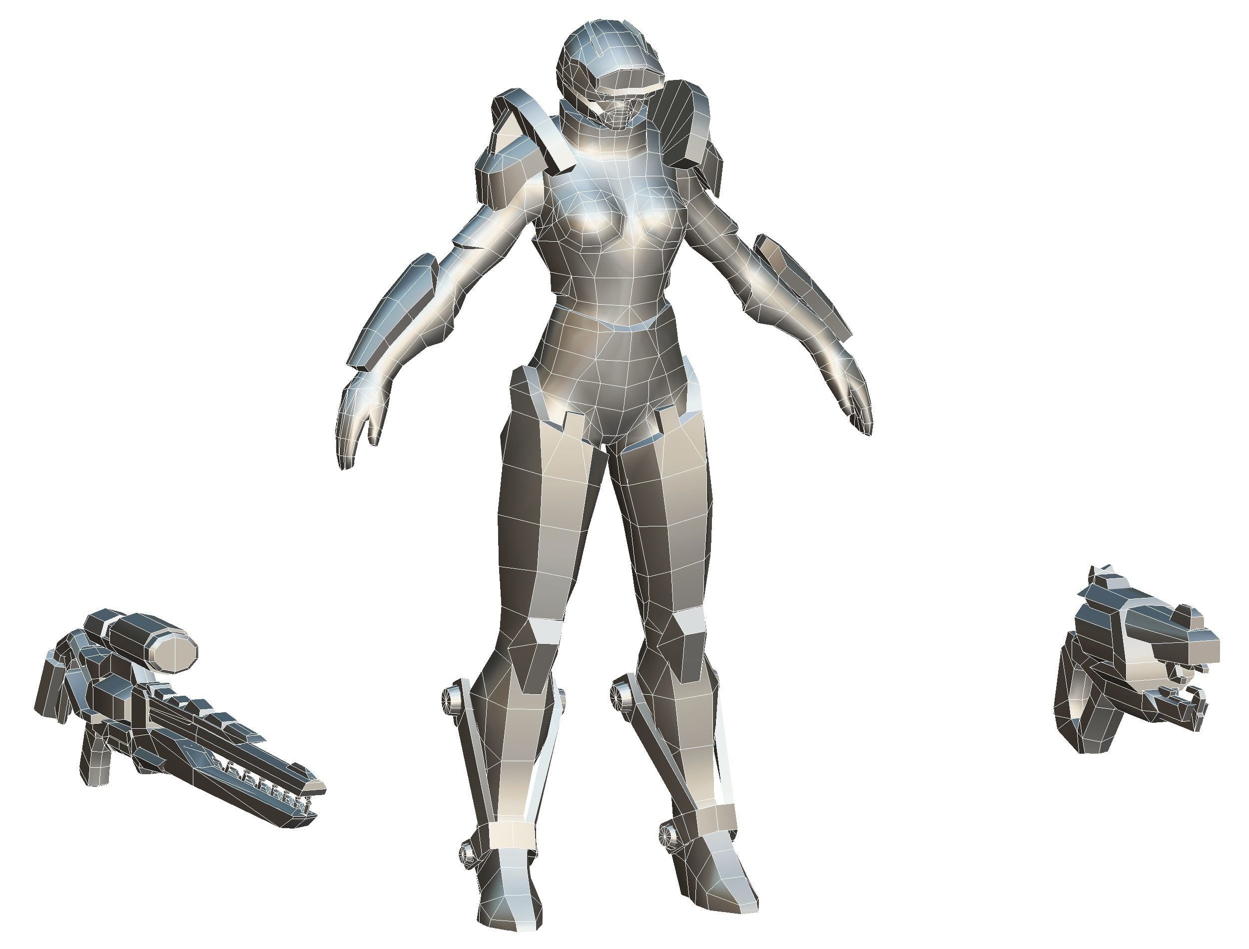 Sci-Fi Woman Cyborg - Female Drone Sniper Soldier Low-poly 3D model_76