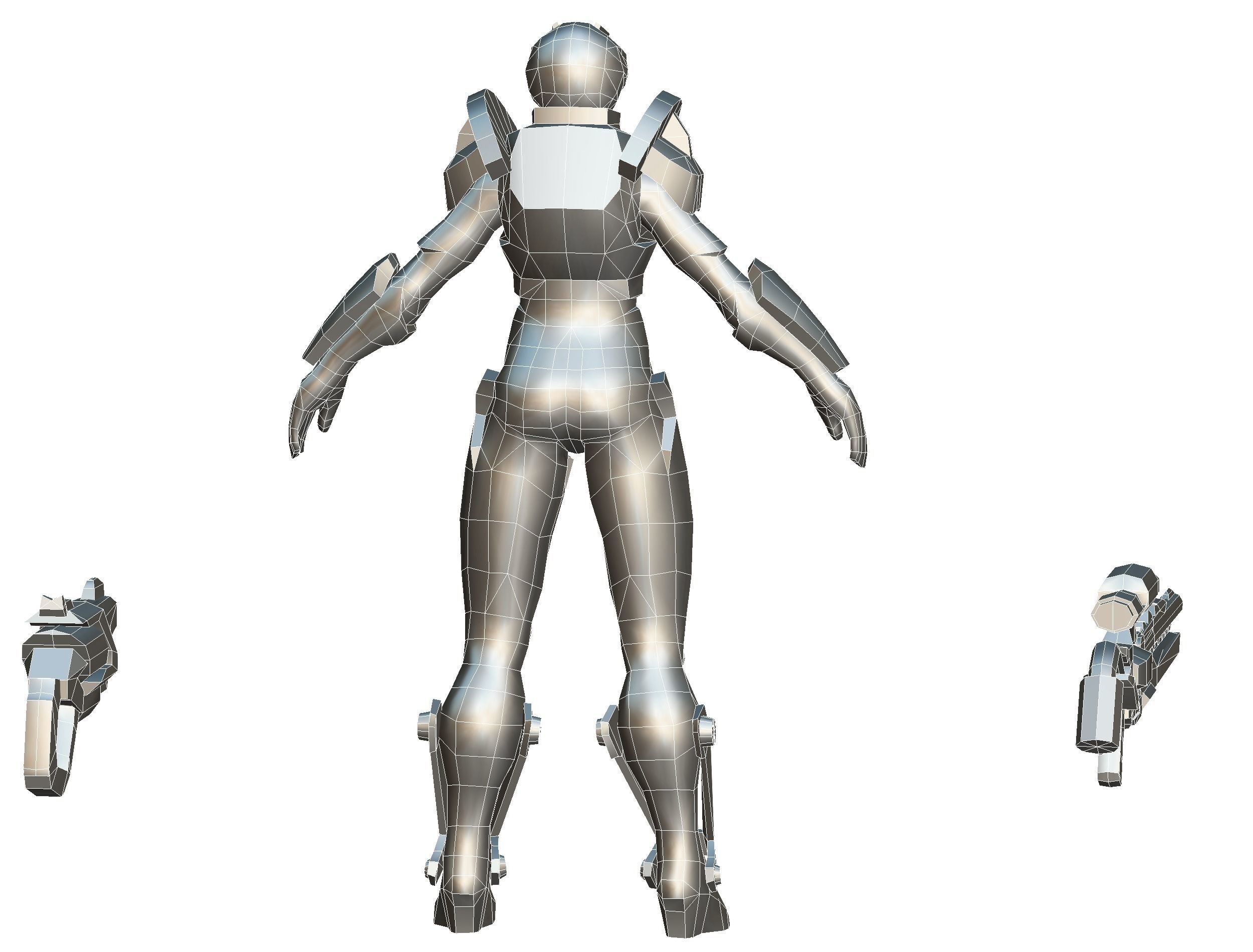 Sci-Fi Woman Cyborg - Female Drone Sniper Soldier Low-poly 3D model_78