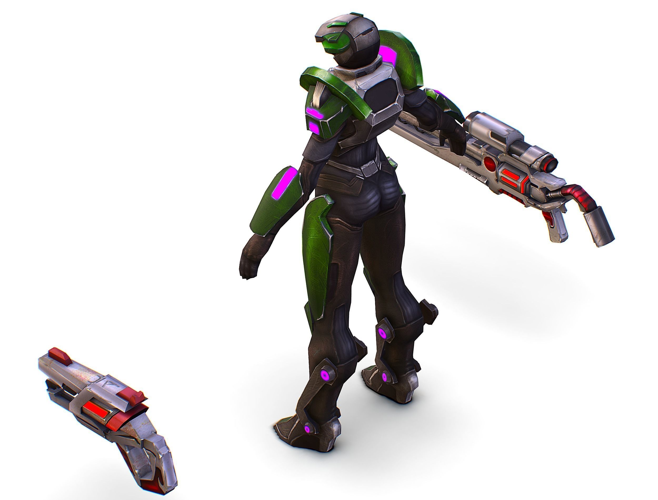 Sci-Fi Woman Cyborg - Female Drone Sniper Soldier Low-poly 3D model_44