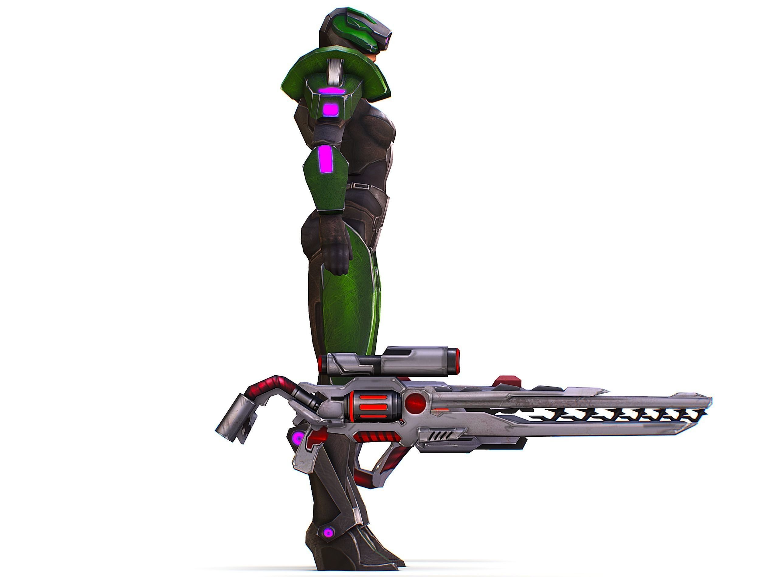 Sci-Fi Woman Cyborg - Female Drone Sniper Soldier Low-poly 3D model_38