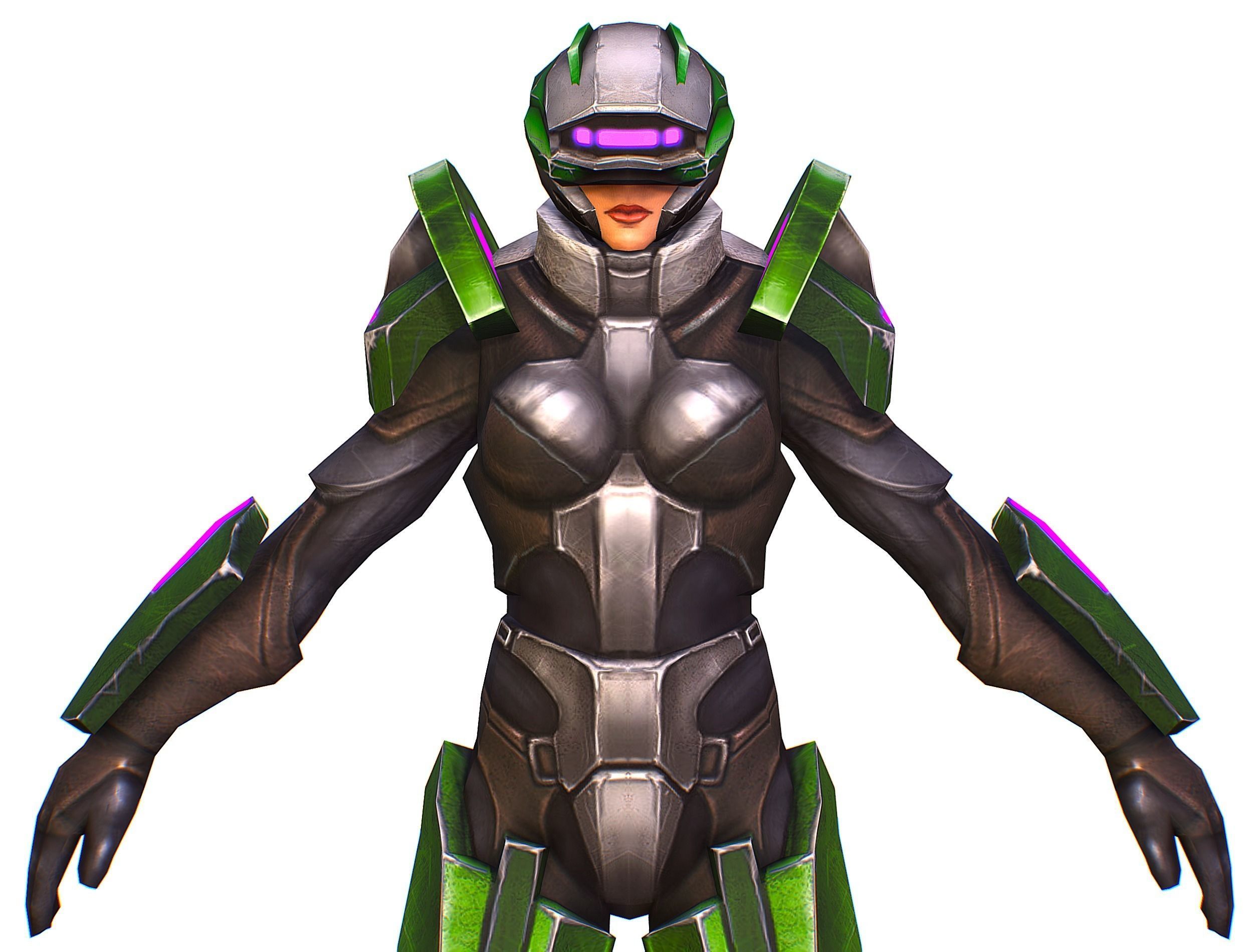 Sci-Fi Woman Cyborg - Female Drone Sniper Soldier Low-poly 3D model_29