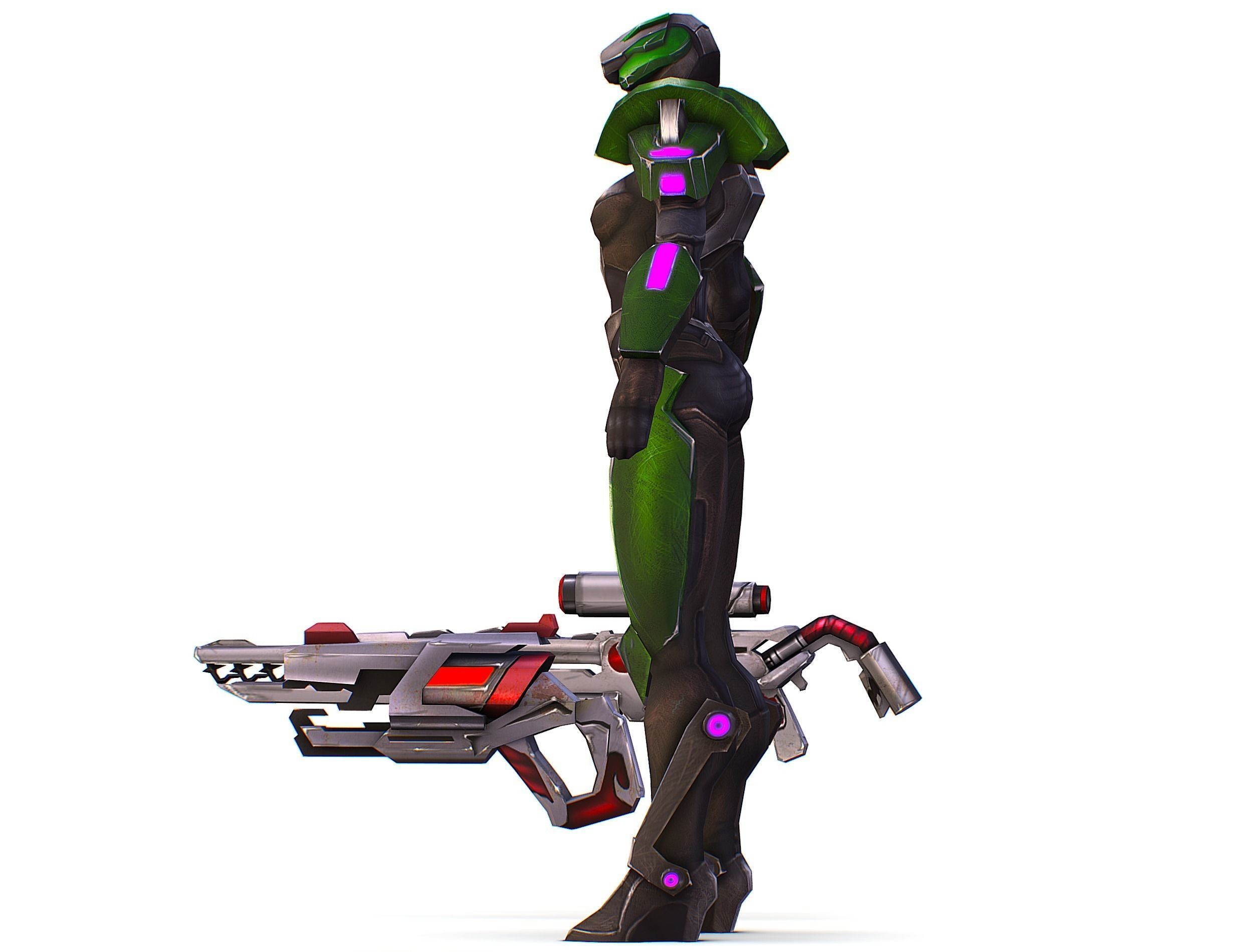 Sci-Fi Woman Cyborg - Female Drone Sniper Soldier Low-poly 3D model_20