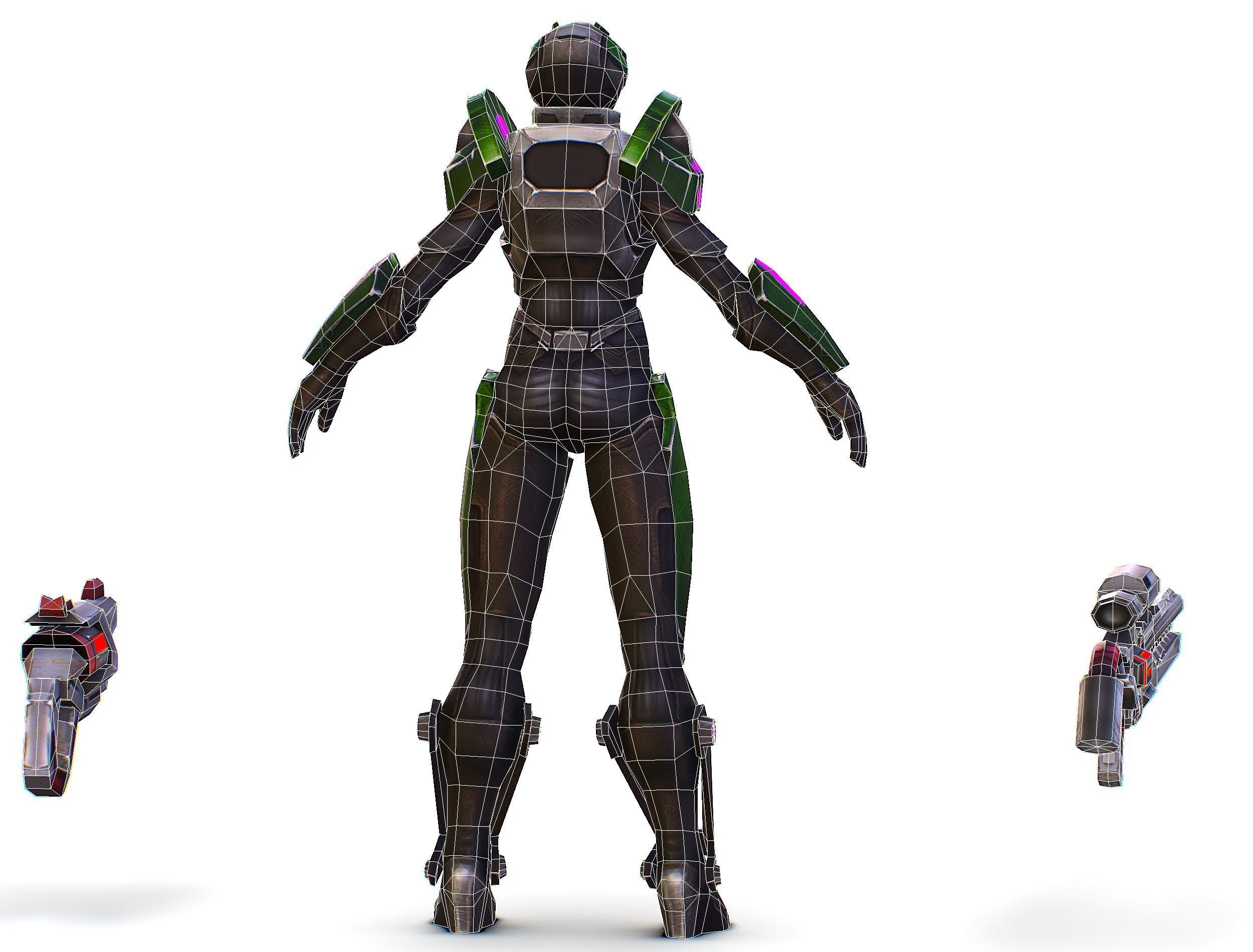 Sci-Fi Woman Cyborg - Female Drone Sniper Soldier Low-poly 3D model_77