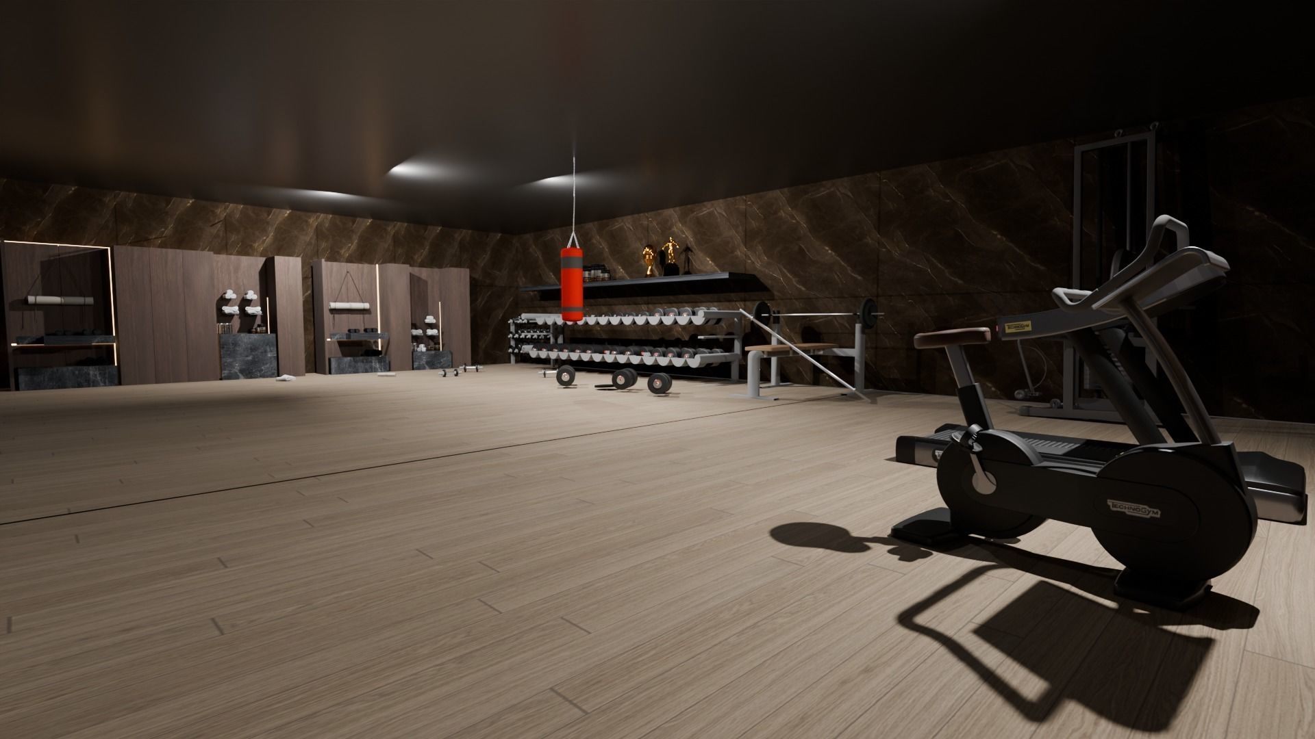 Private gym with full Equipments 3D model_3