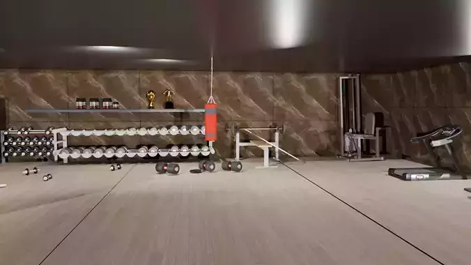 Private gym with full Equipments 3D model