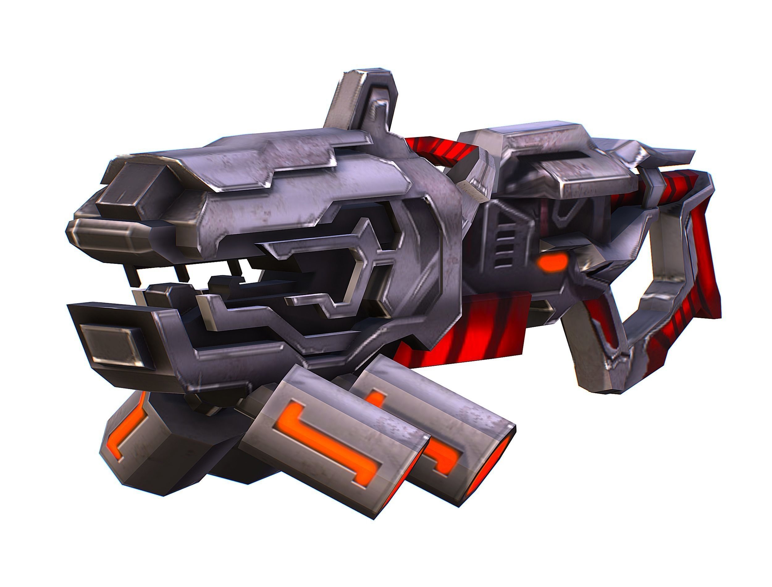 Woman Cyborg Machine Gun Rifle and Pistol Low-poly 3D model_55