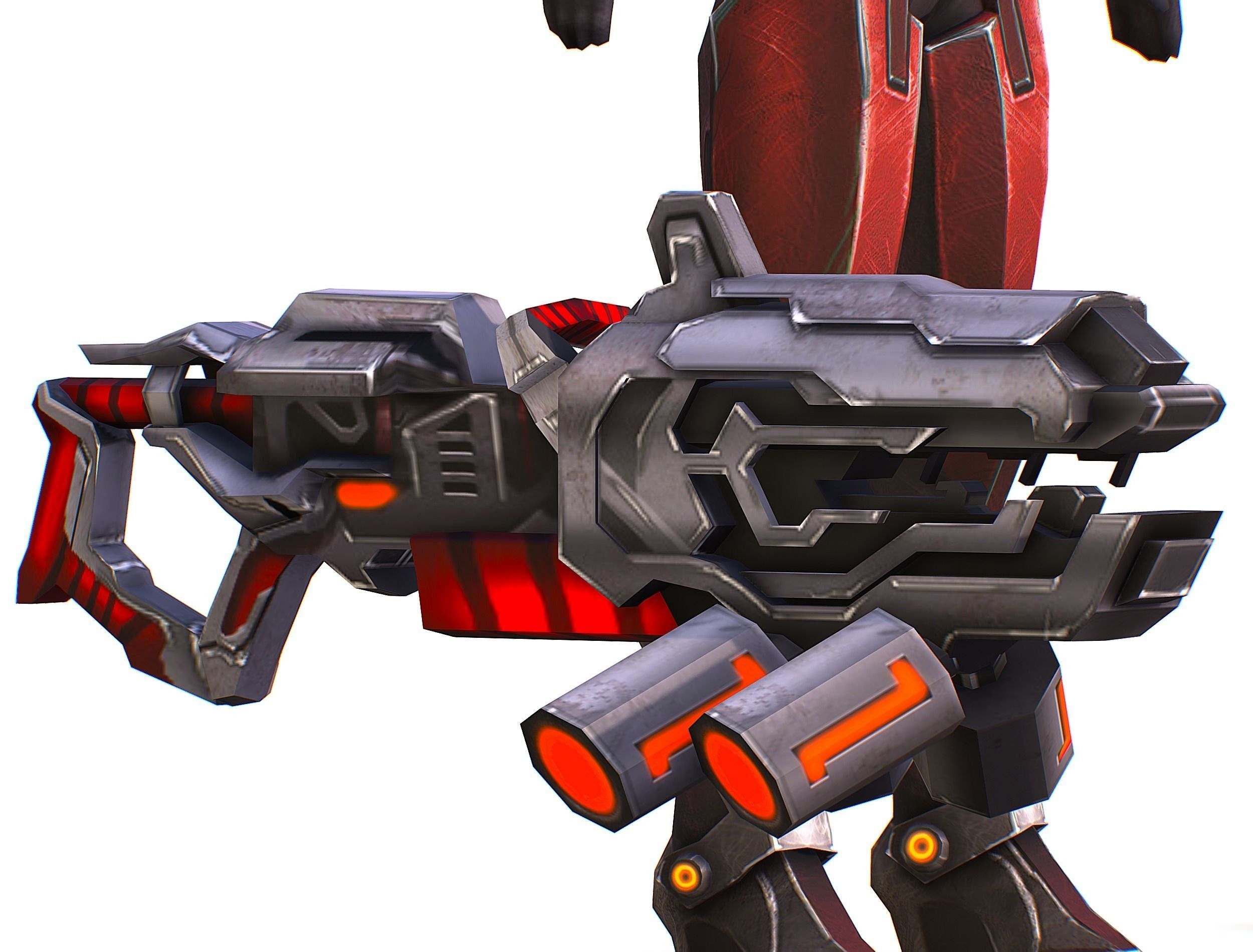 Woman Cyborg Machine Gun Rifle and Pistol Low-poly 3D model_46