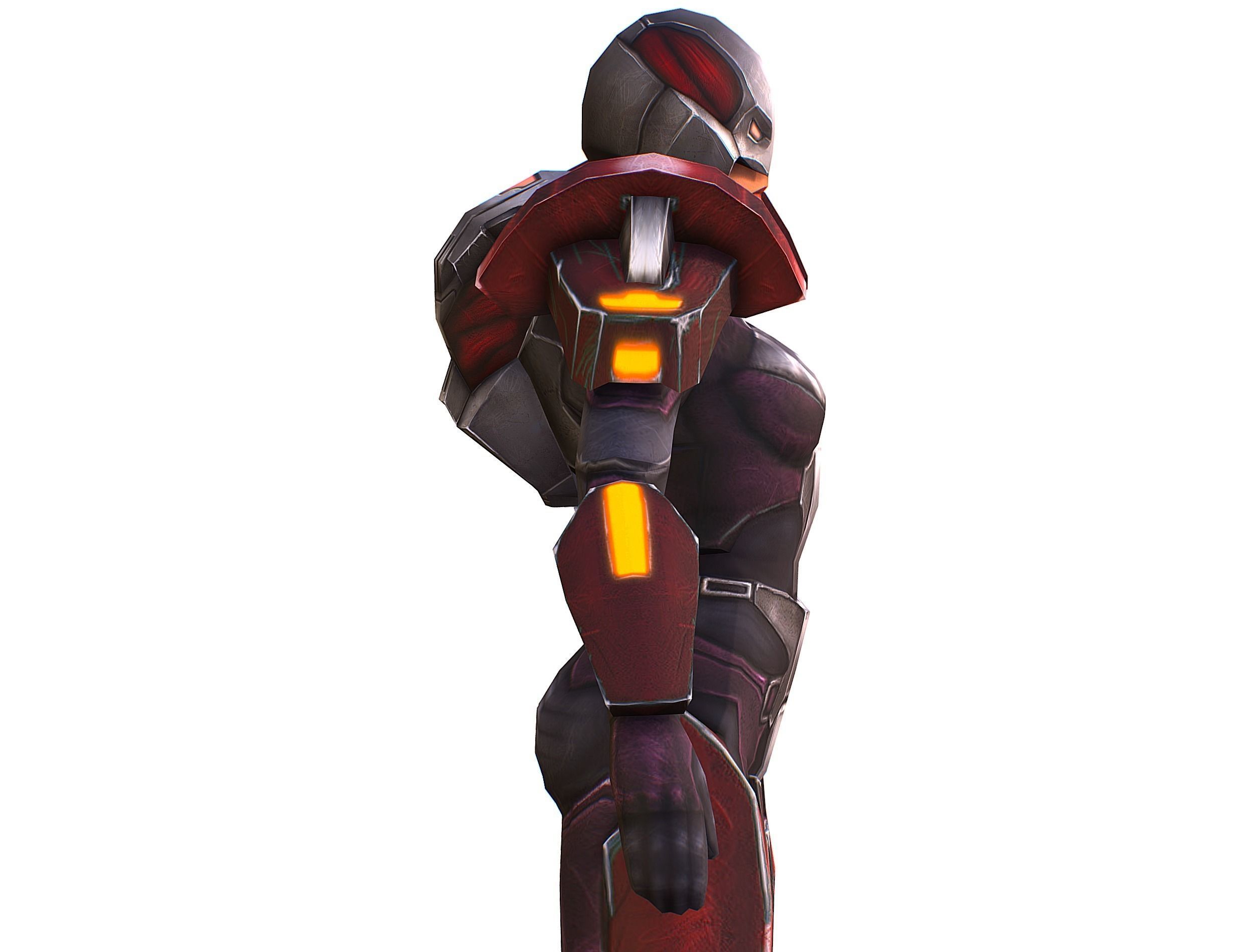 Woman Cyborg Machine Gun Rifle and Pistol Low-poly 3D model_34