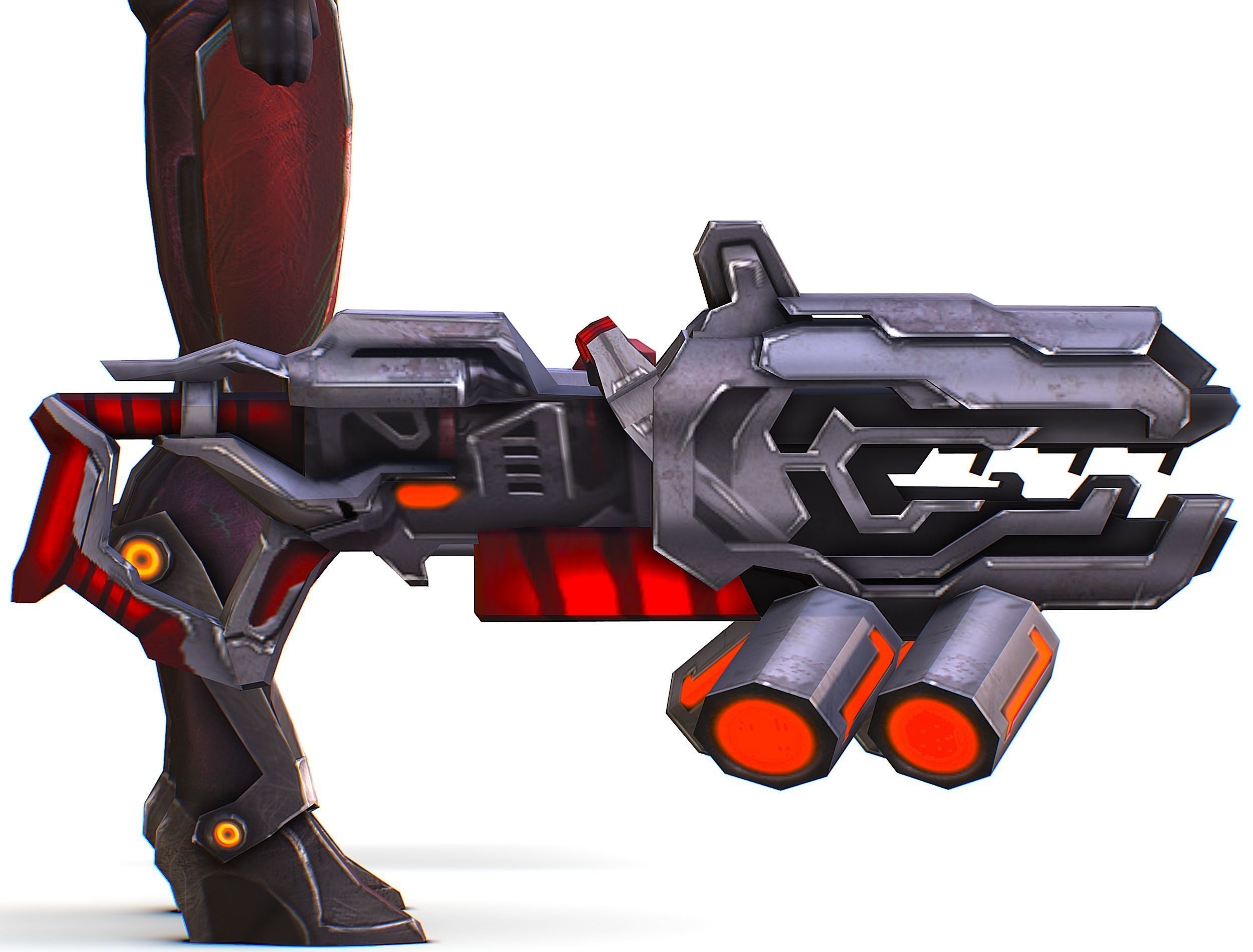 Woman Cyborg Machine Gun Rifle and Pistol Low-poly 3D model_47