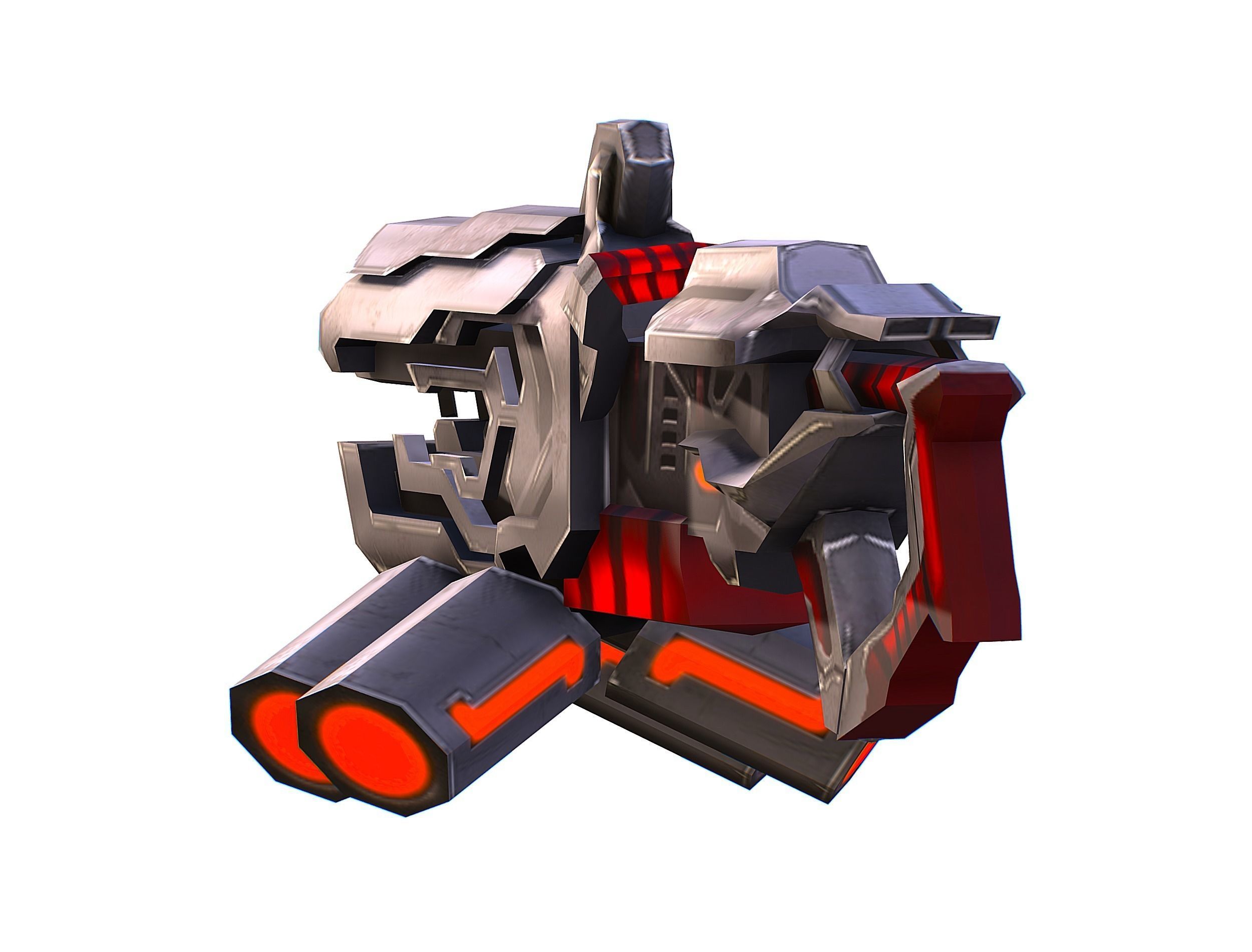 Woman Cyborg Machine Gun Rifle and Pistol Low-poly 3D model_52