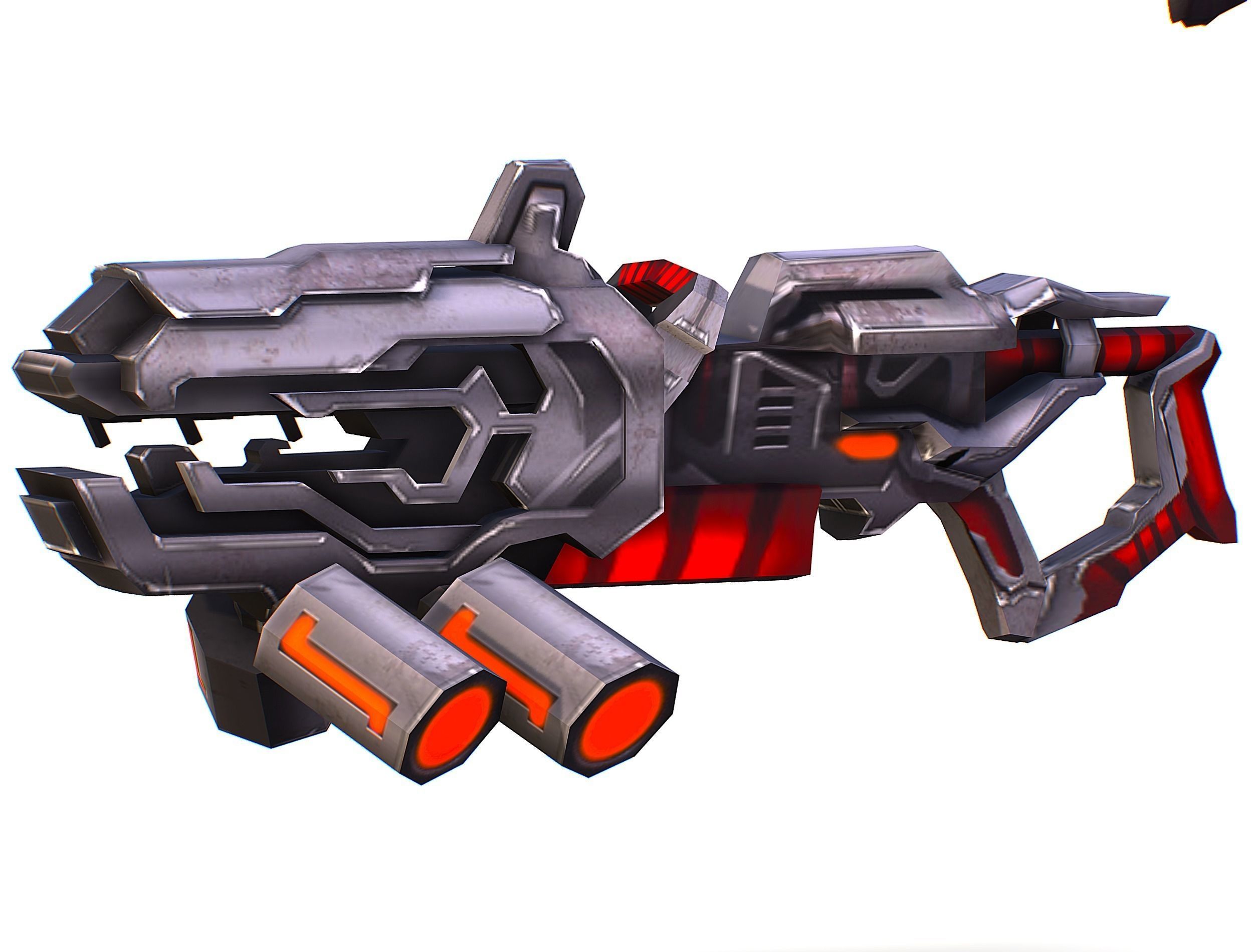 Woman Cyborg Machine Gun Rifle and Pistol Low-poly 3D model_54