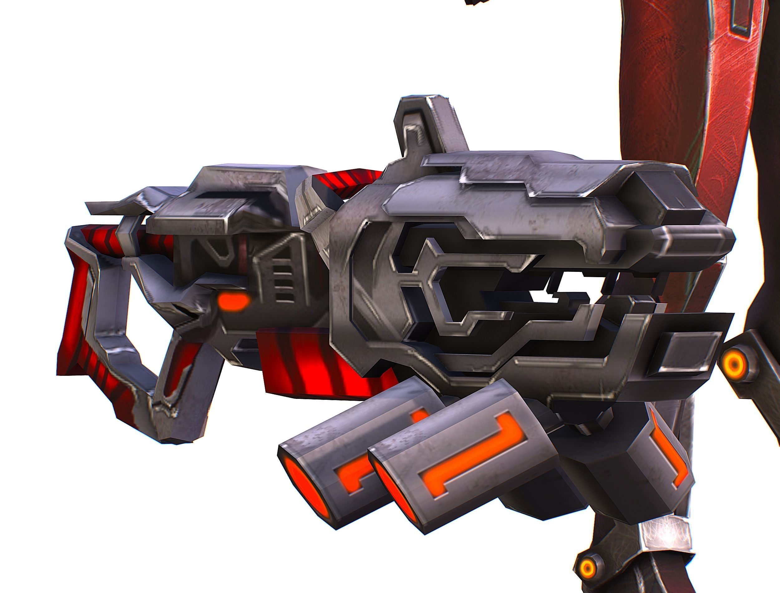 Woman Cyborg Machine Gun Rifle and Pistol Low-poly 3D model_45