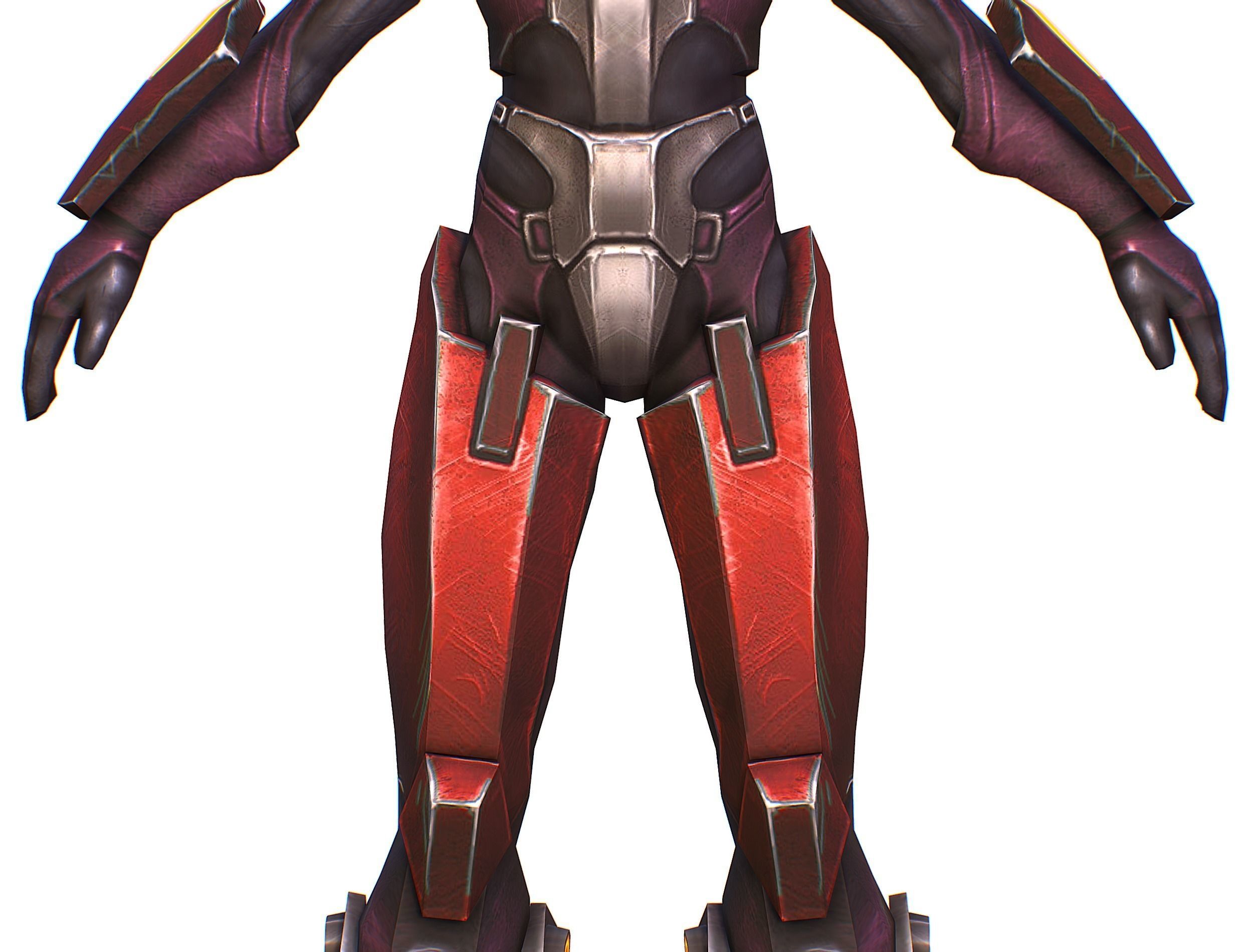 Woman Cyborg Machine Gun Rifle and Pistol Low-poly 3D model_29