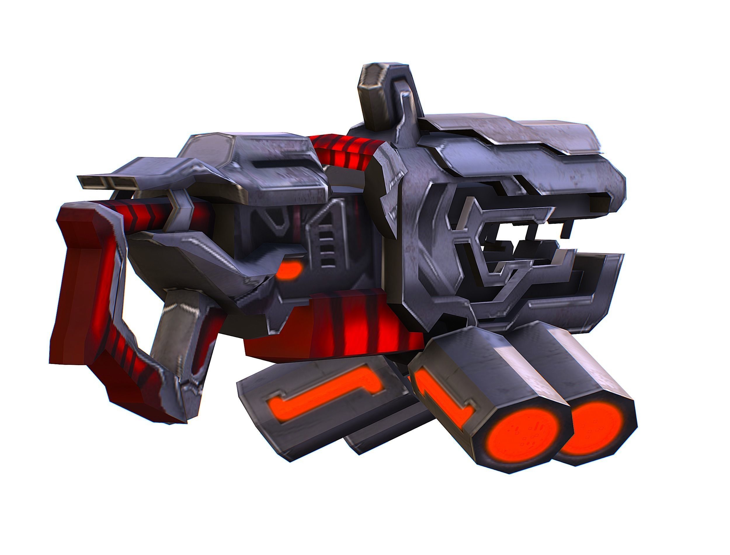 Woman Cyborg Machine Gun Rifle and Pistol Low-poly 3D model_49