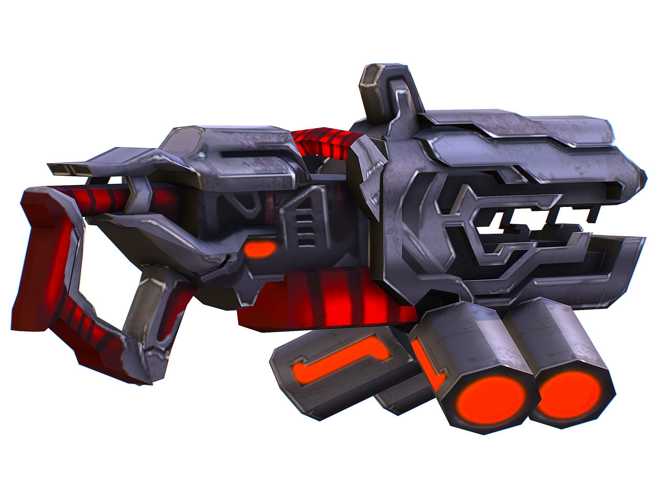 Woman Cyborg Machine Gun Rifle and Pistol Low-poly 3D model_48