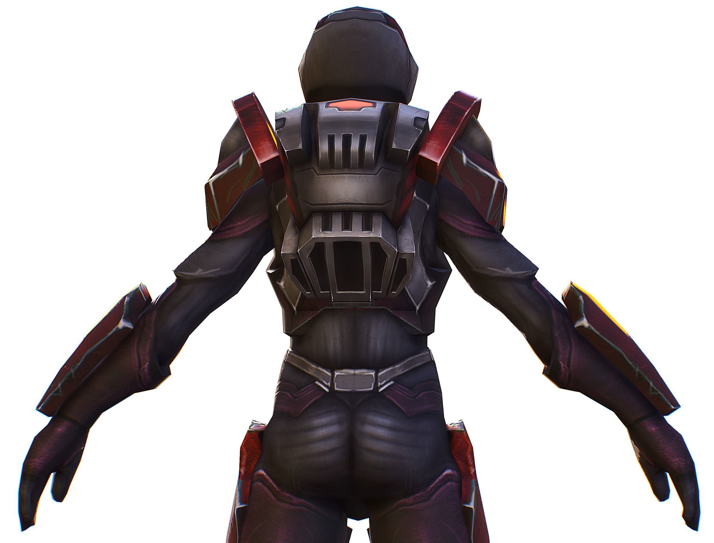 Woman Cyborg Machine Gun Rifle and Pistol Low-poly 3D model_31