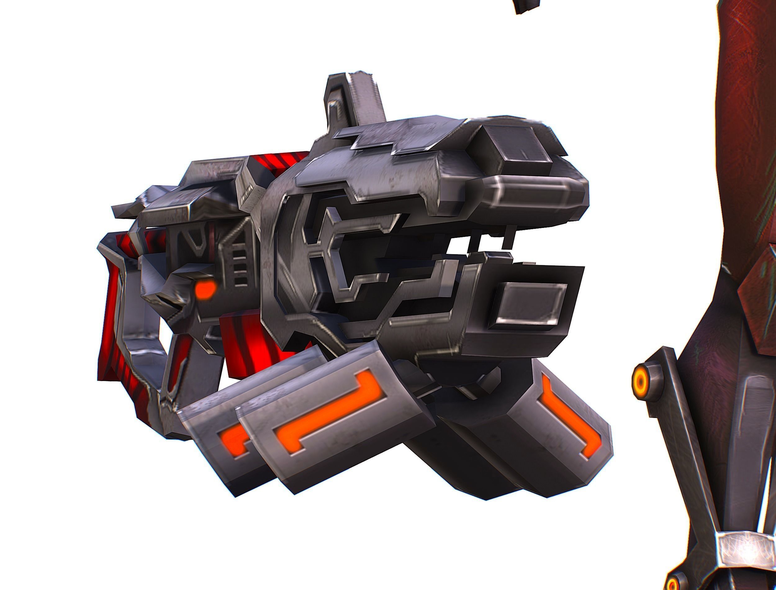 Woman Cyborg Machine Gun Rifle and Pistol Low-poly 3D model_44