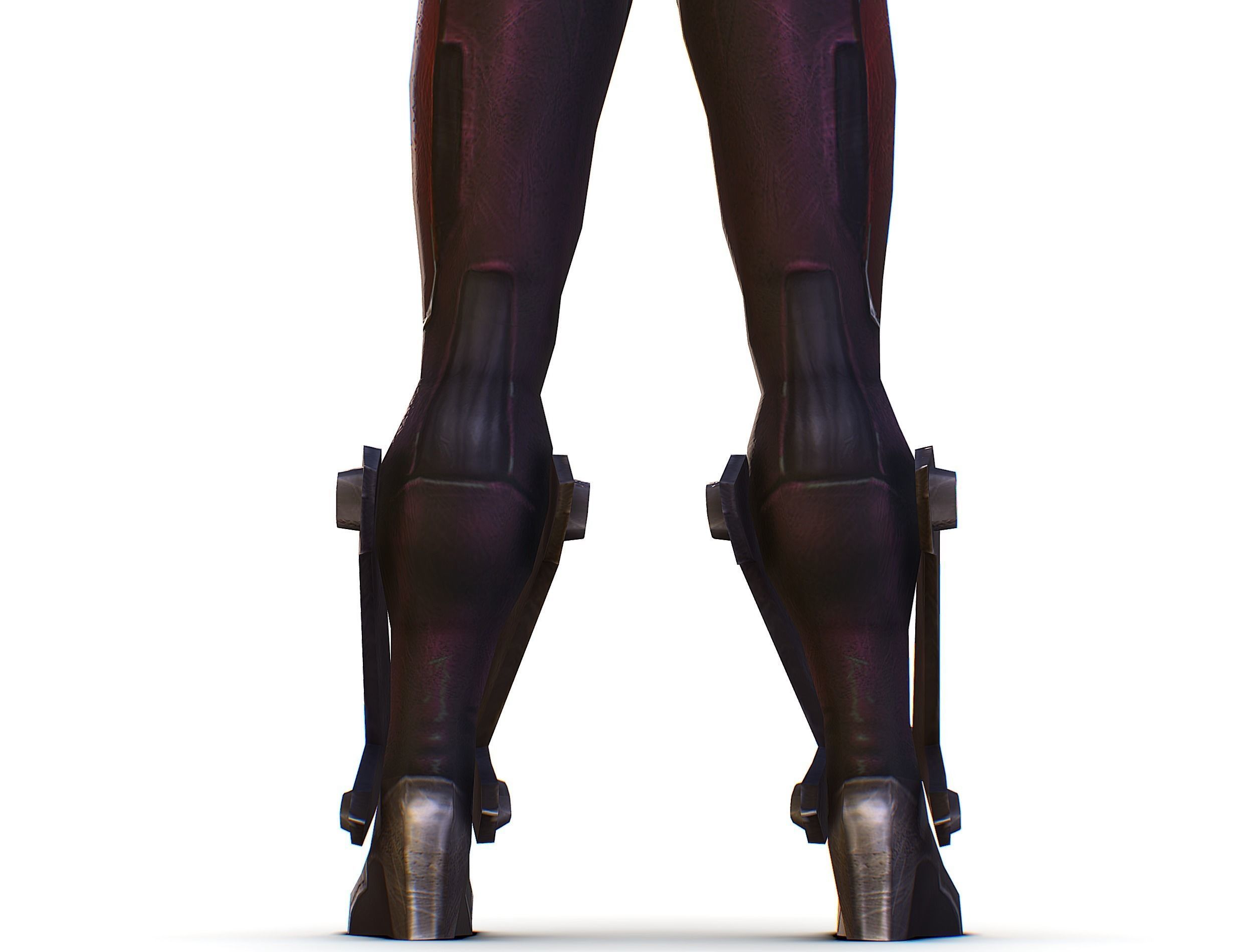 Woman Cyborg Machine Gun Rifle and Pistol Low-poly 3D model_33