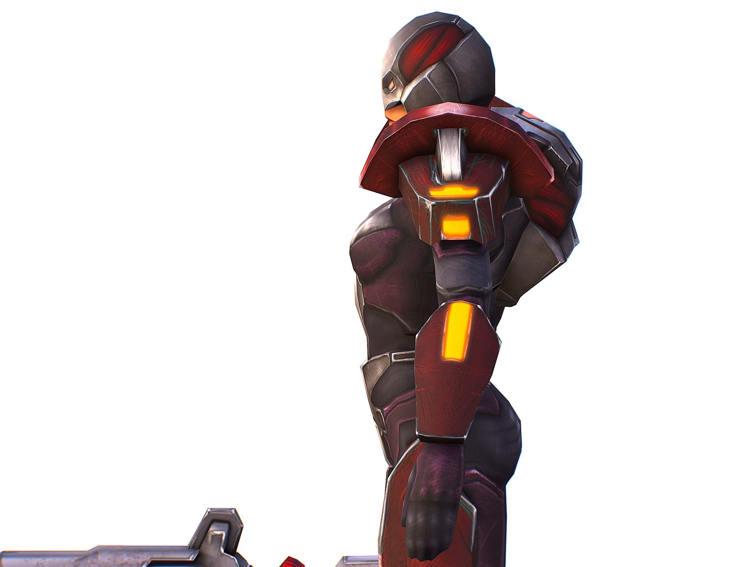 Woman Cyborg Machine Gun Rifle and Pistol Low-poly 3D model_35