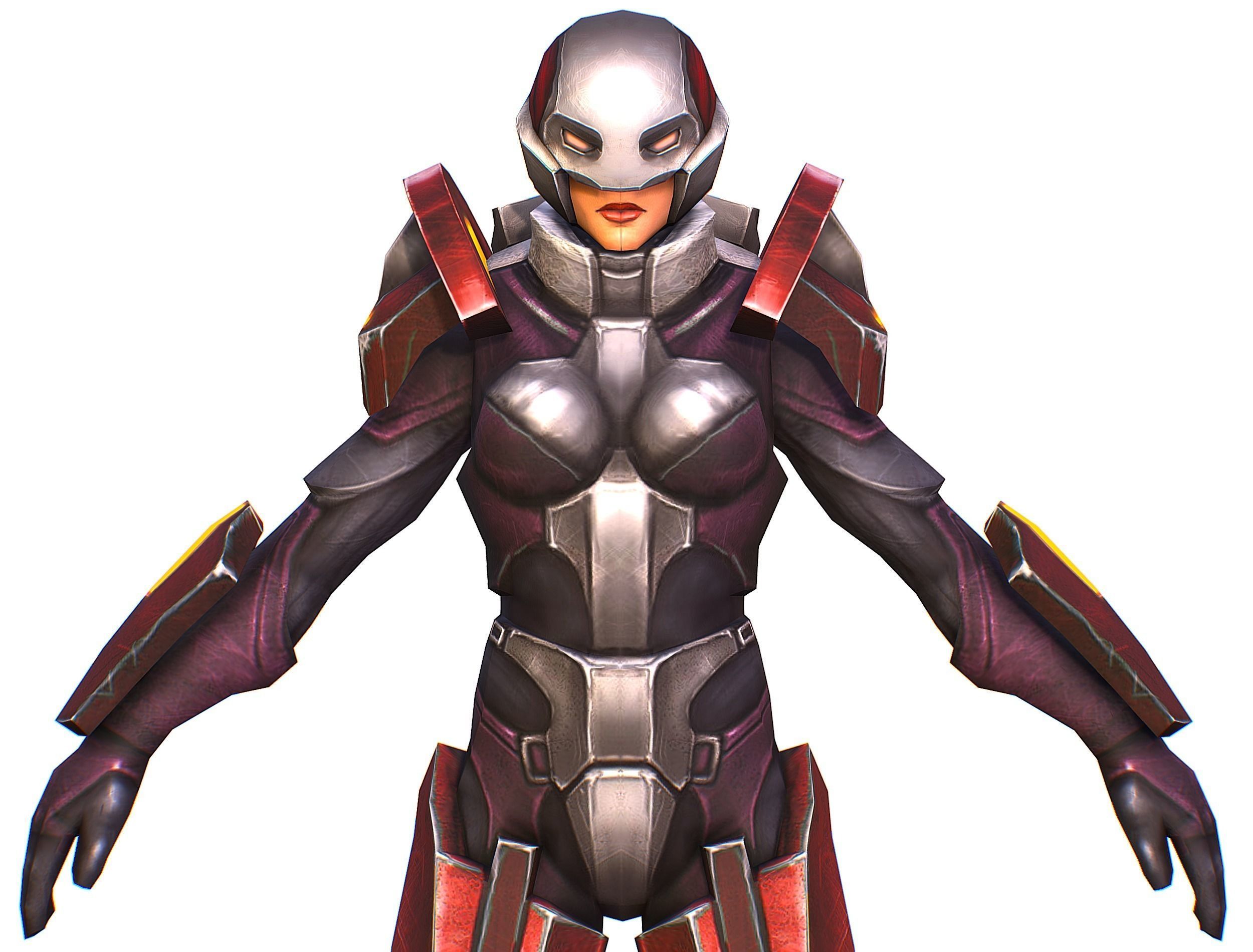 Woman Cyborg Machine Gun Rifle and Pistol Low-poly 3D model_28