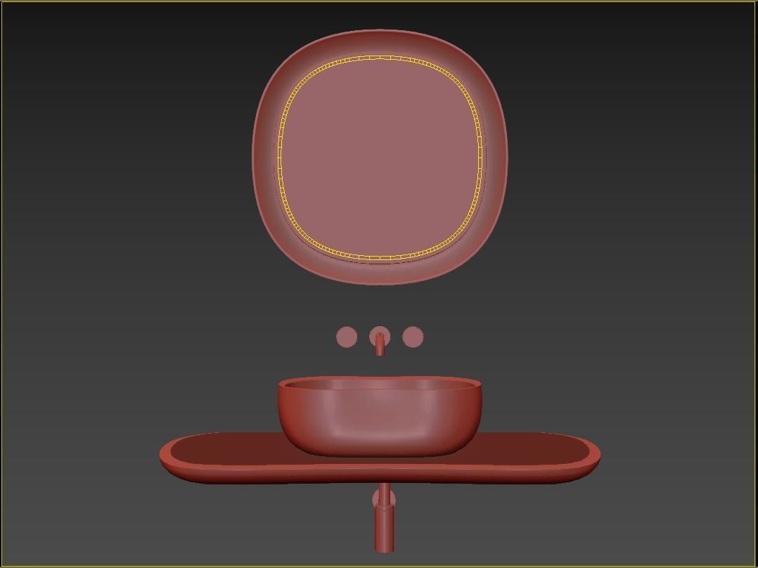 Anima Wall-mounted shelf with basin 120 CM 3D model_9