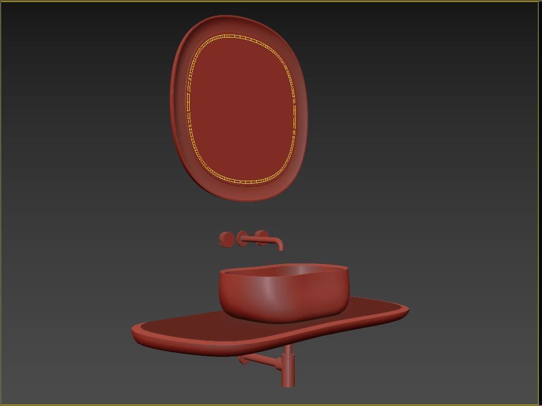 Anima Wall-mounted shelf with basin 120 CM 3D model_5