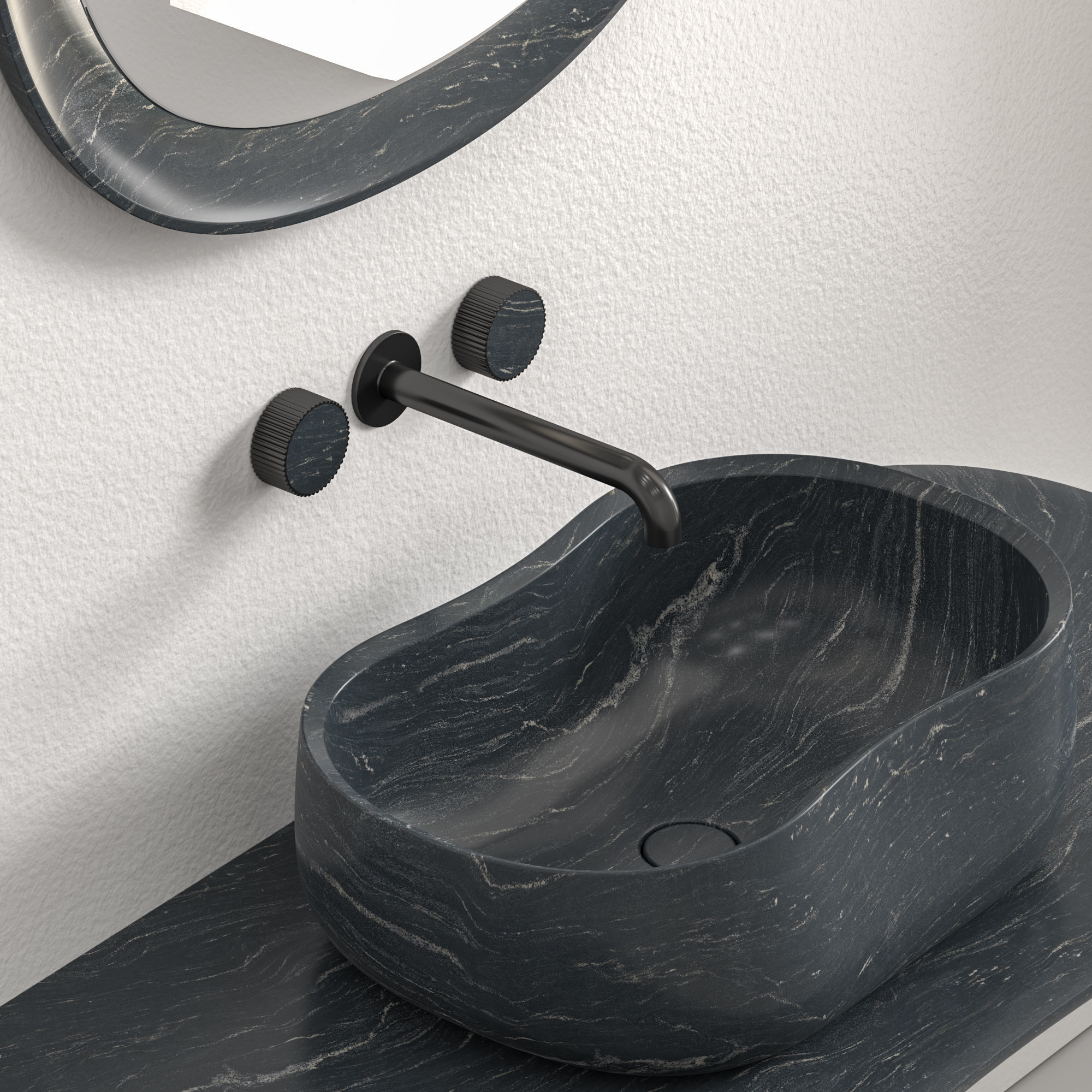 Anima Wall-mounted shelf with basin 120 CM 3D model_1