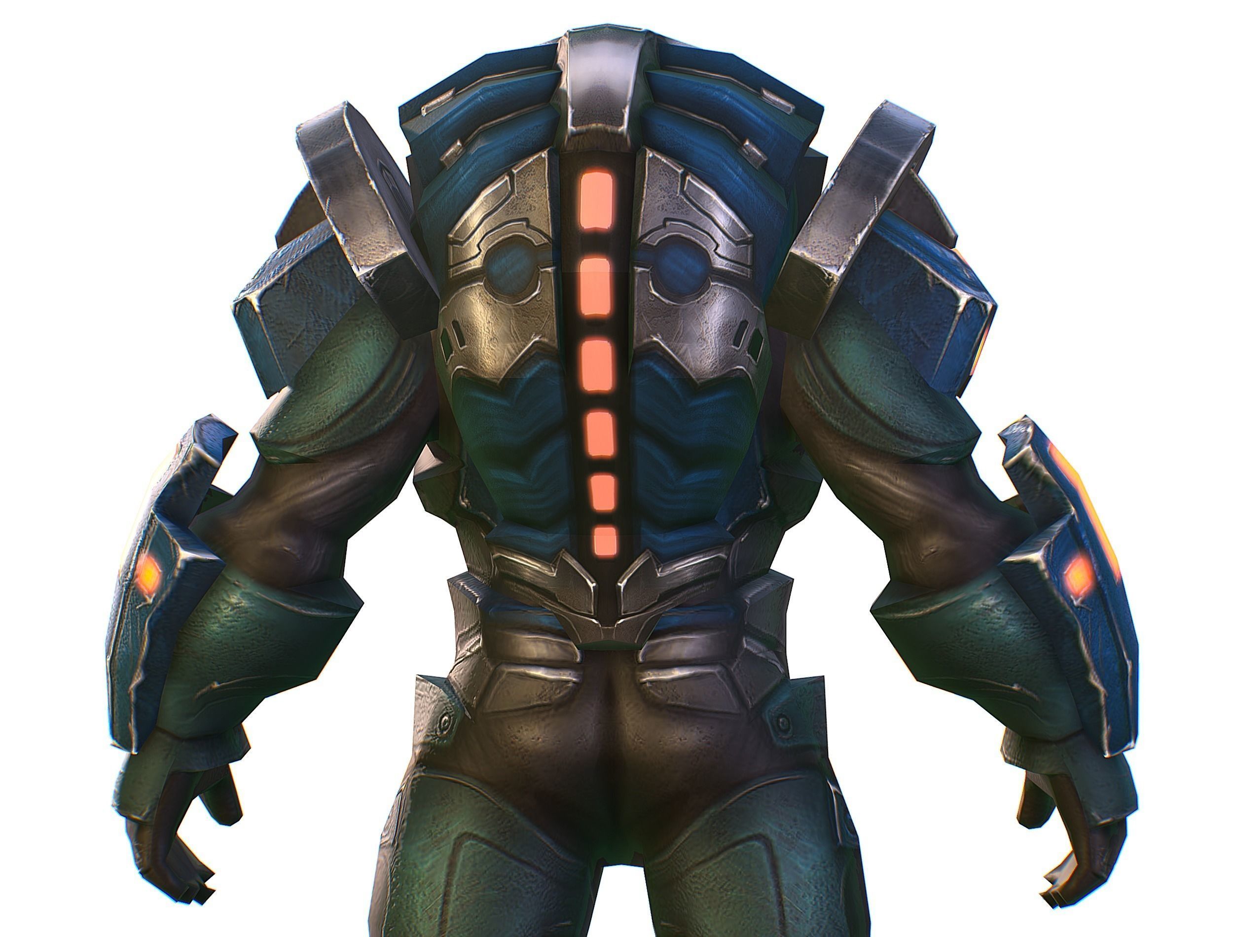 Male Cyborg Man Soldier with Rifle and Pistol Low-poly 3D model_27