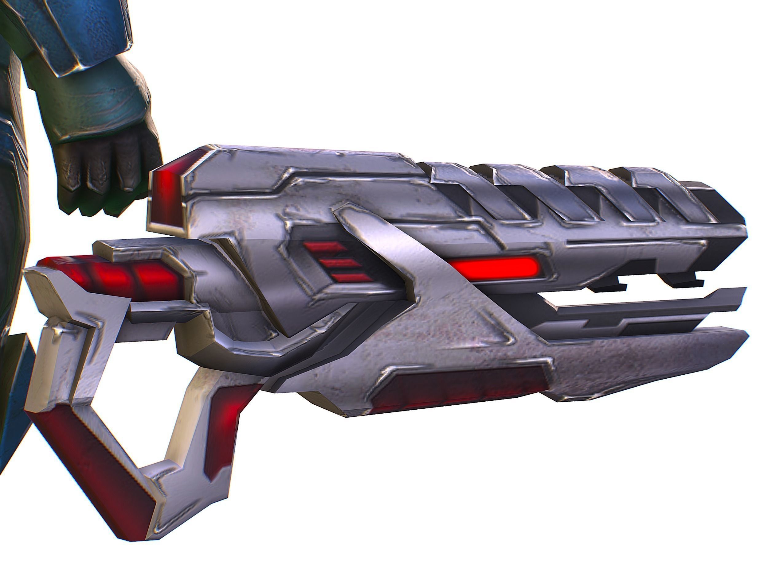 Male Cyborg Man Soldier with Rifle and Pistol Low-poly 3D model_42