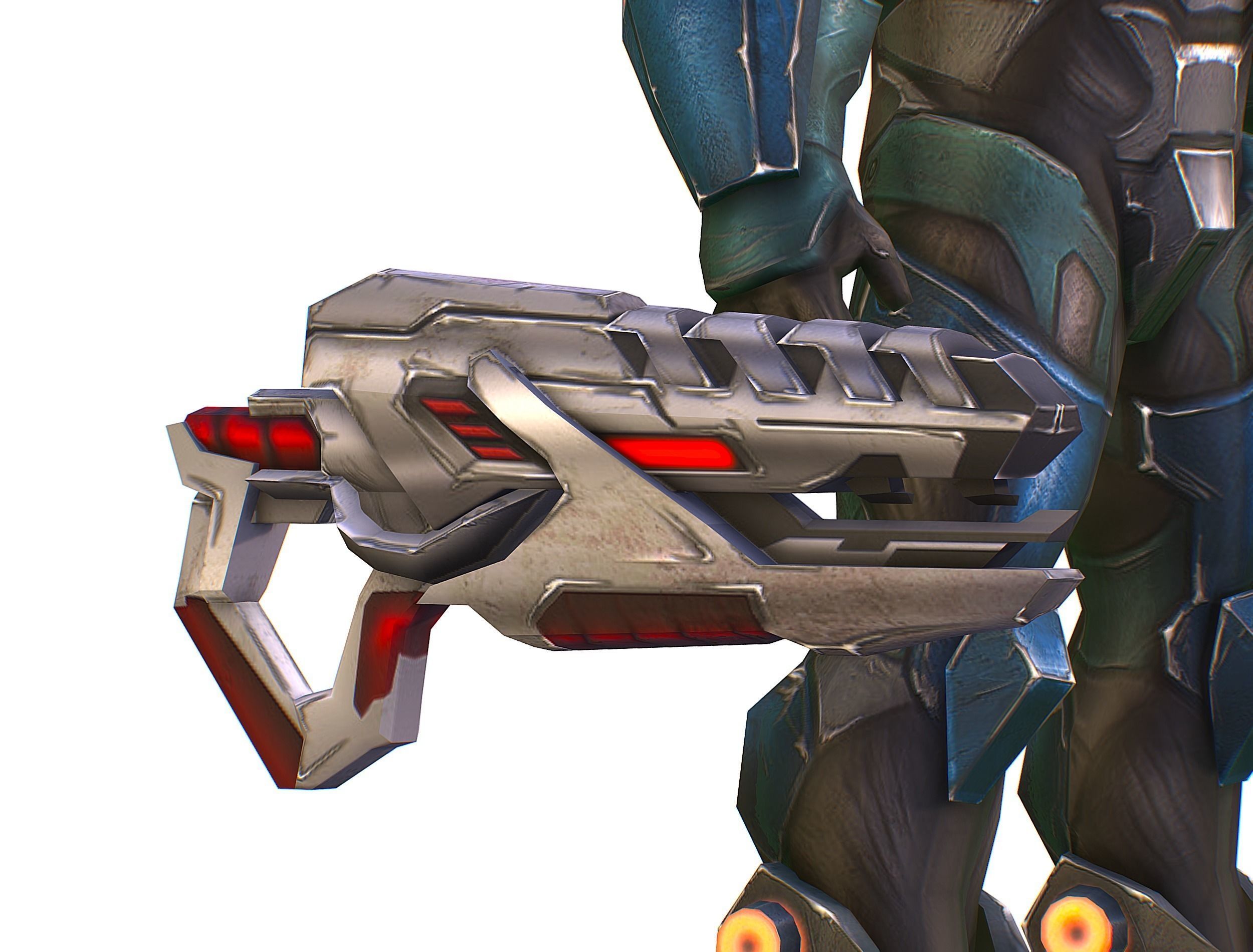 Male Cyborg Man Soldier with Rifle and Pistol Low-poly 3D model_41