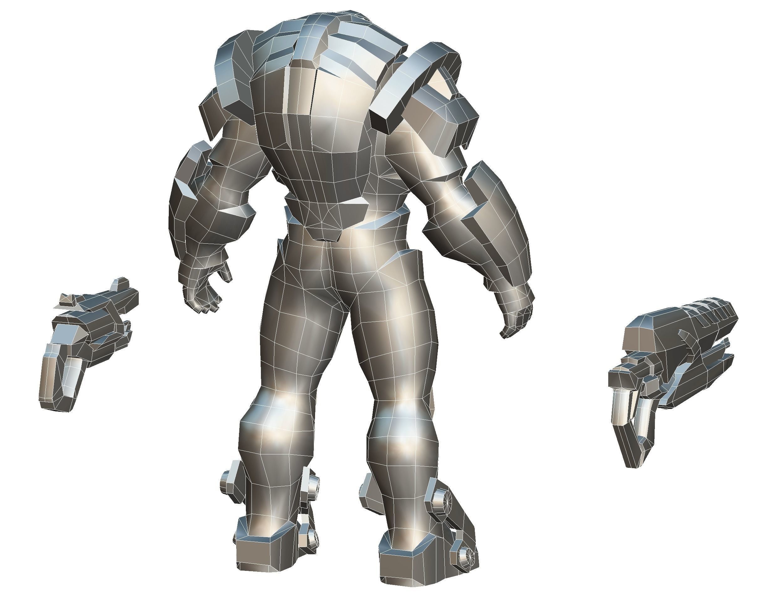 Male Cyborg Man Soldier with Rifle and Pistol Low-poly 3D model_69