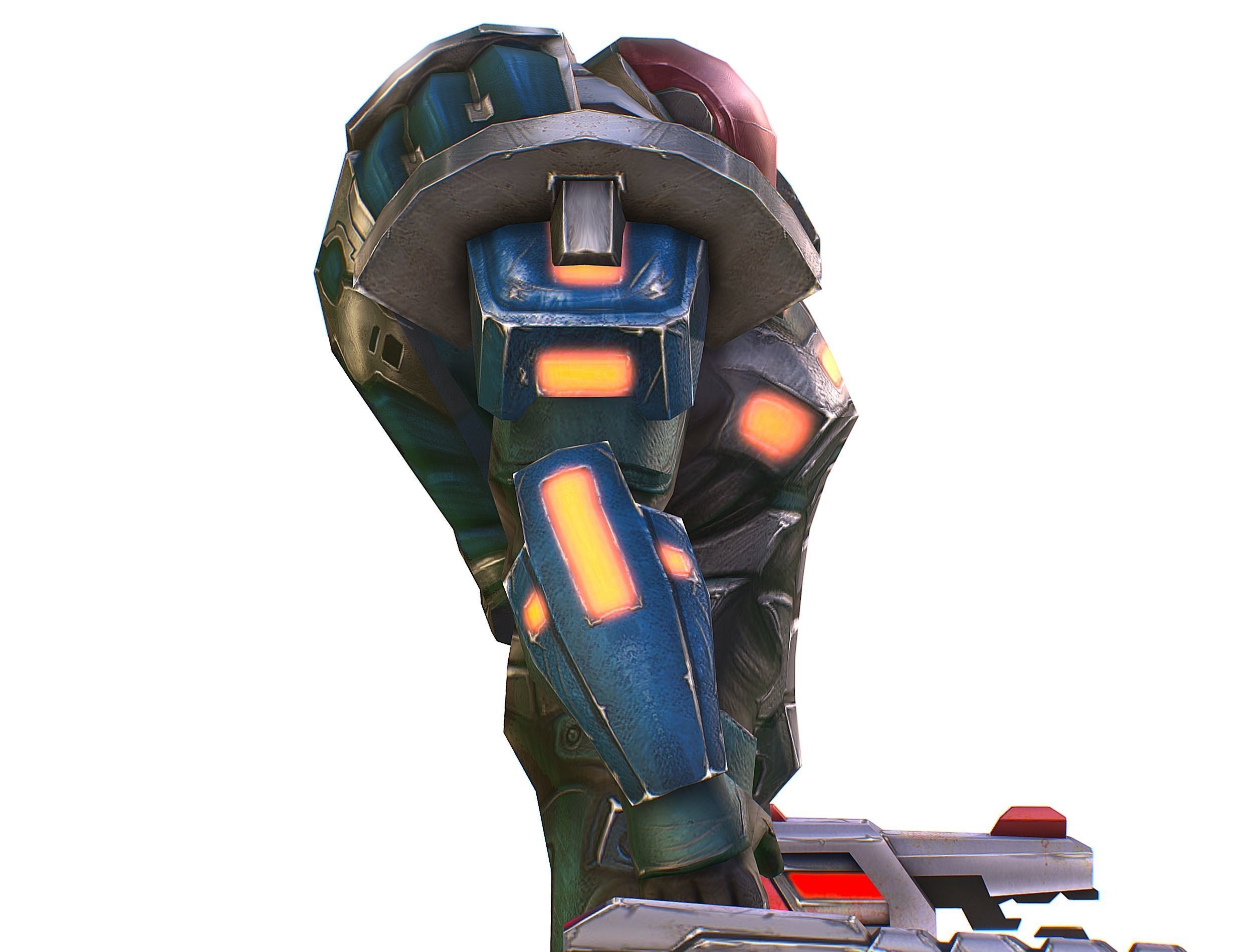 Male Cyborg Man Soldier with Rifle and Pistol Low-poly 3D model_30