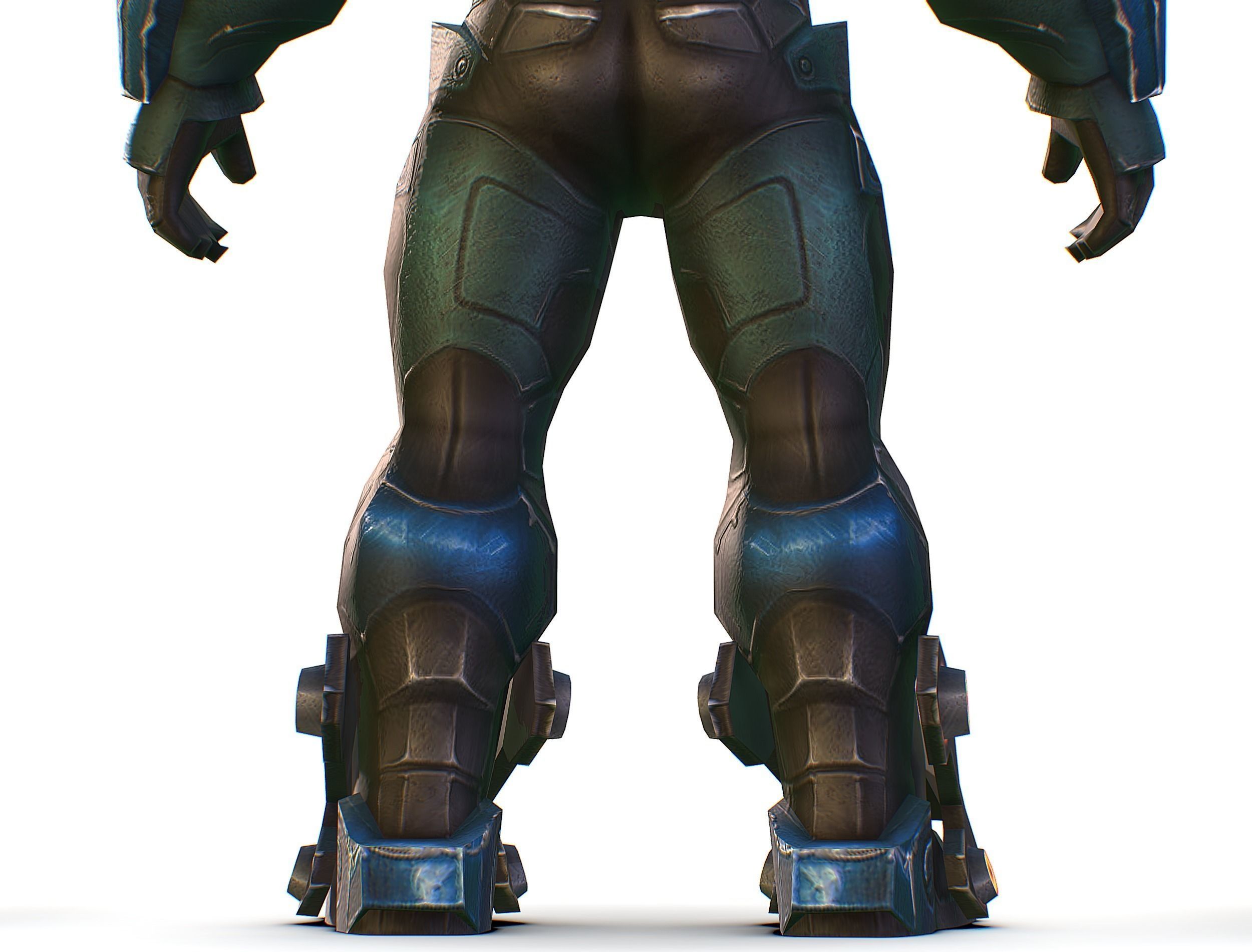 Male Cyborg Man Soldier with Rifle and Pistol Low-poly 3D model_29