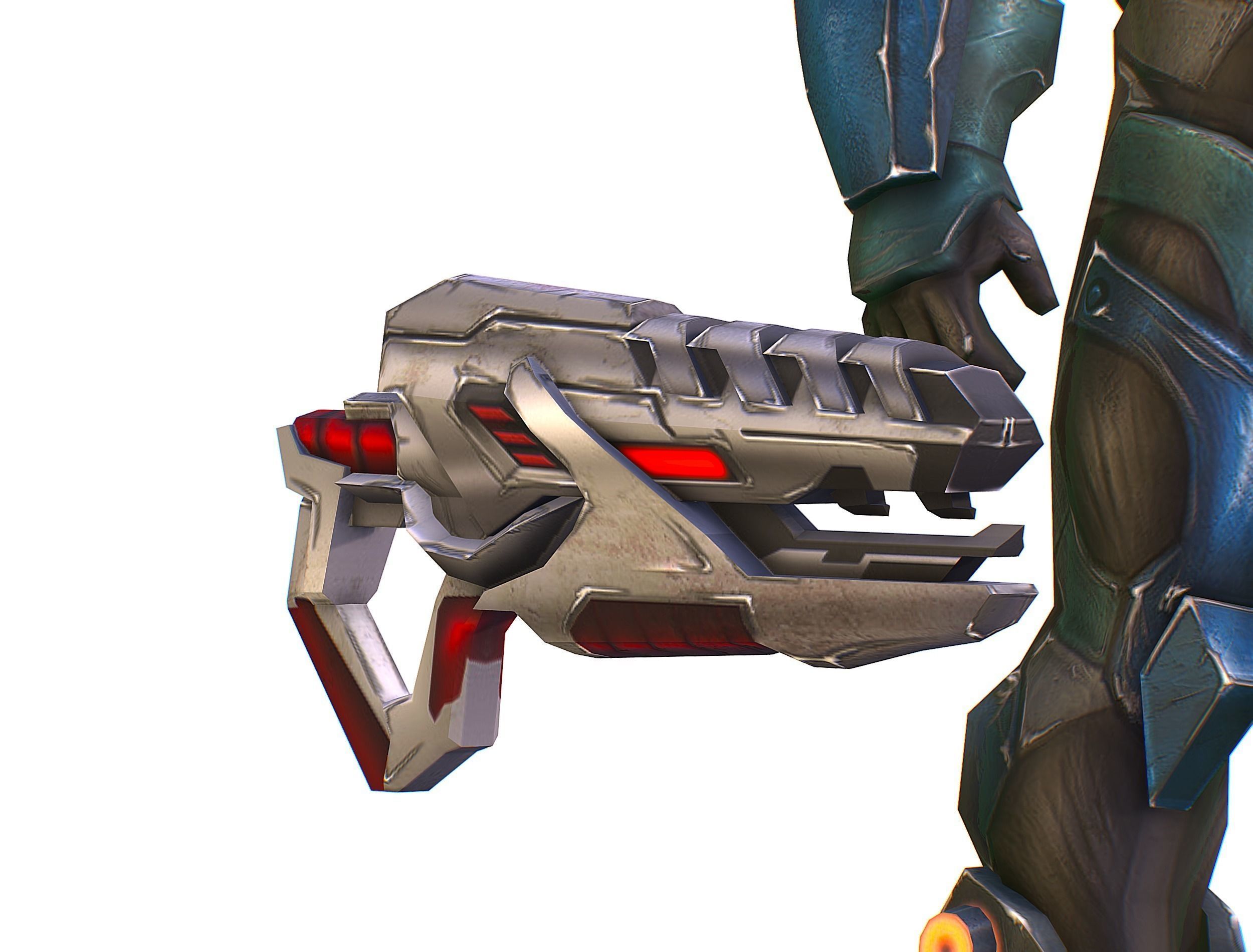 Male Cyborg Man Soldier with Rifle and Pistol Low-poly 3D model_40