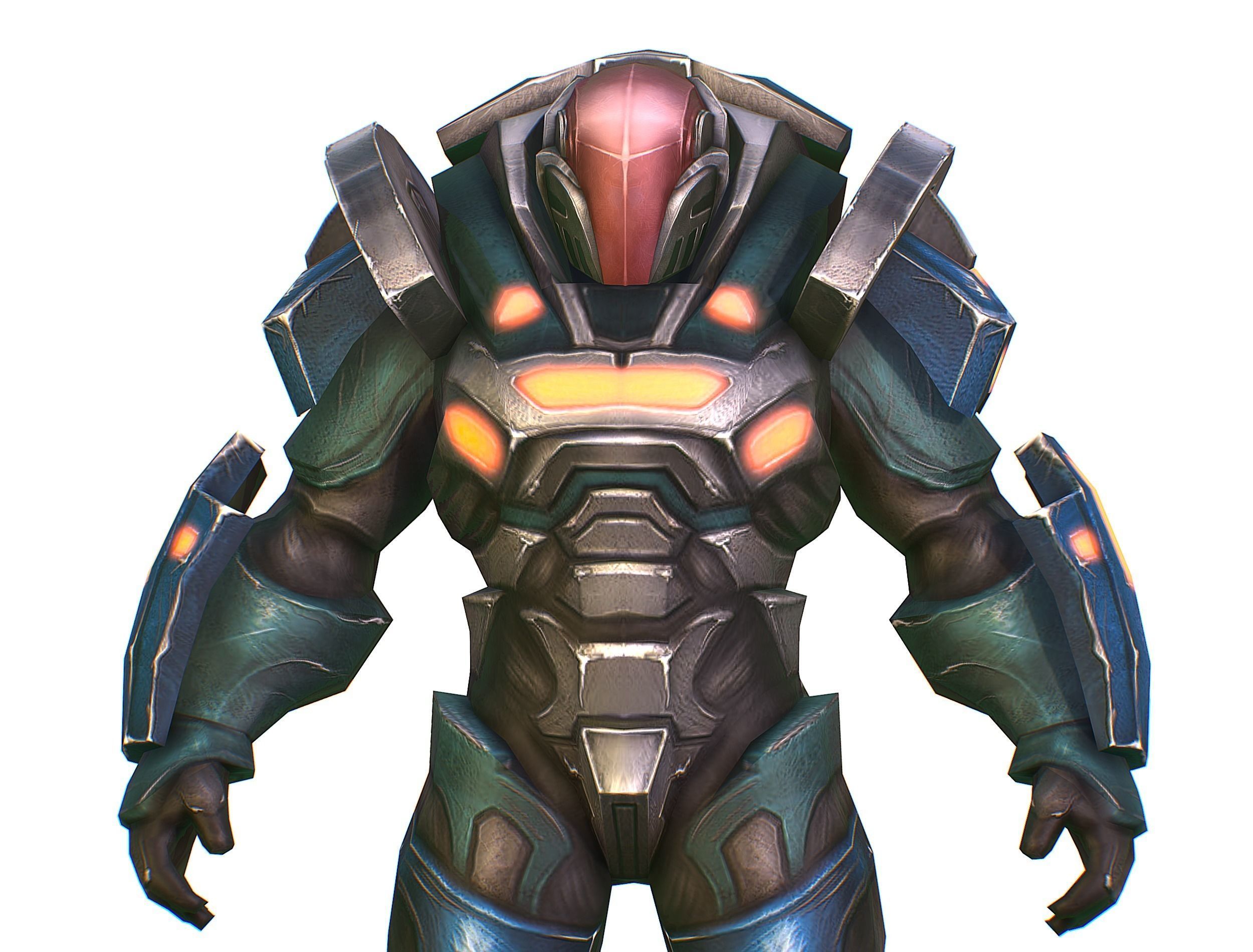 Male Cyborg Man Soldier with Rifle and Pistol Low-poly 3D model_24