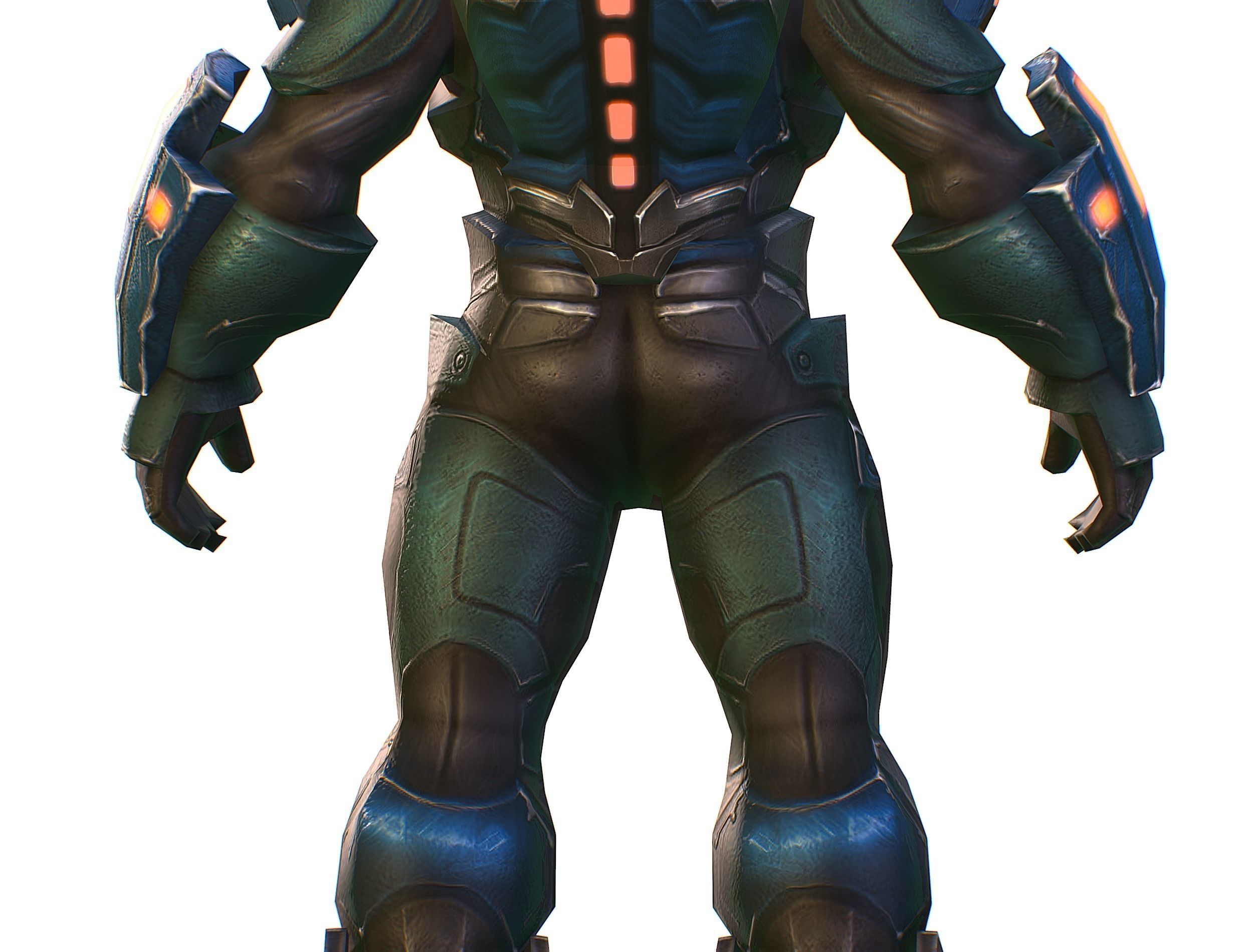 Male Cyborg Man Soldier with Rifle and Pistol Low-poly 3D model_28