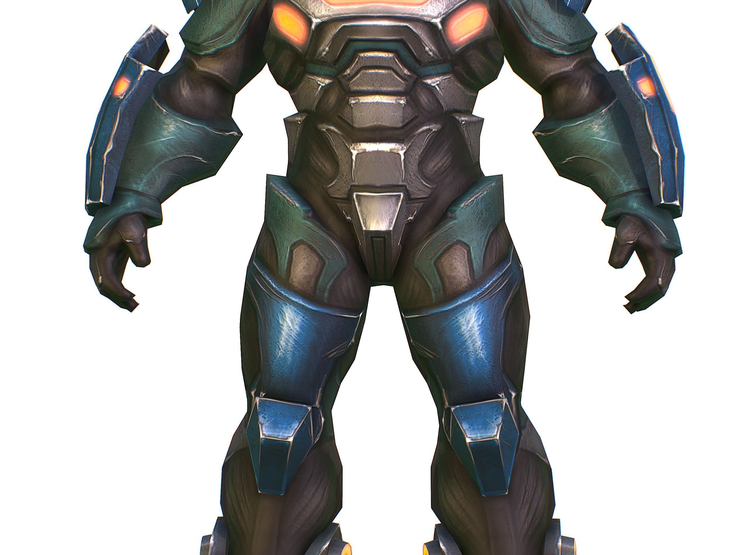 Male Cyborg Man Soldier with Rifle and Pistol Low-poly 3D model_25