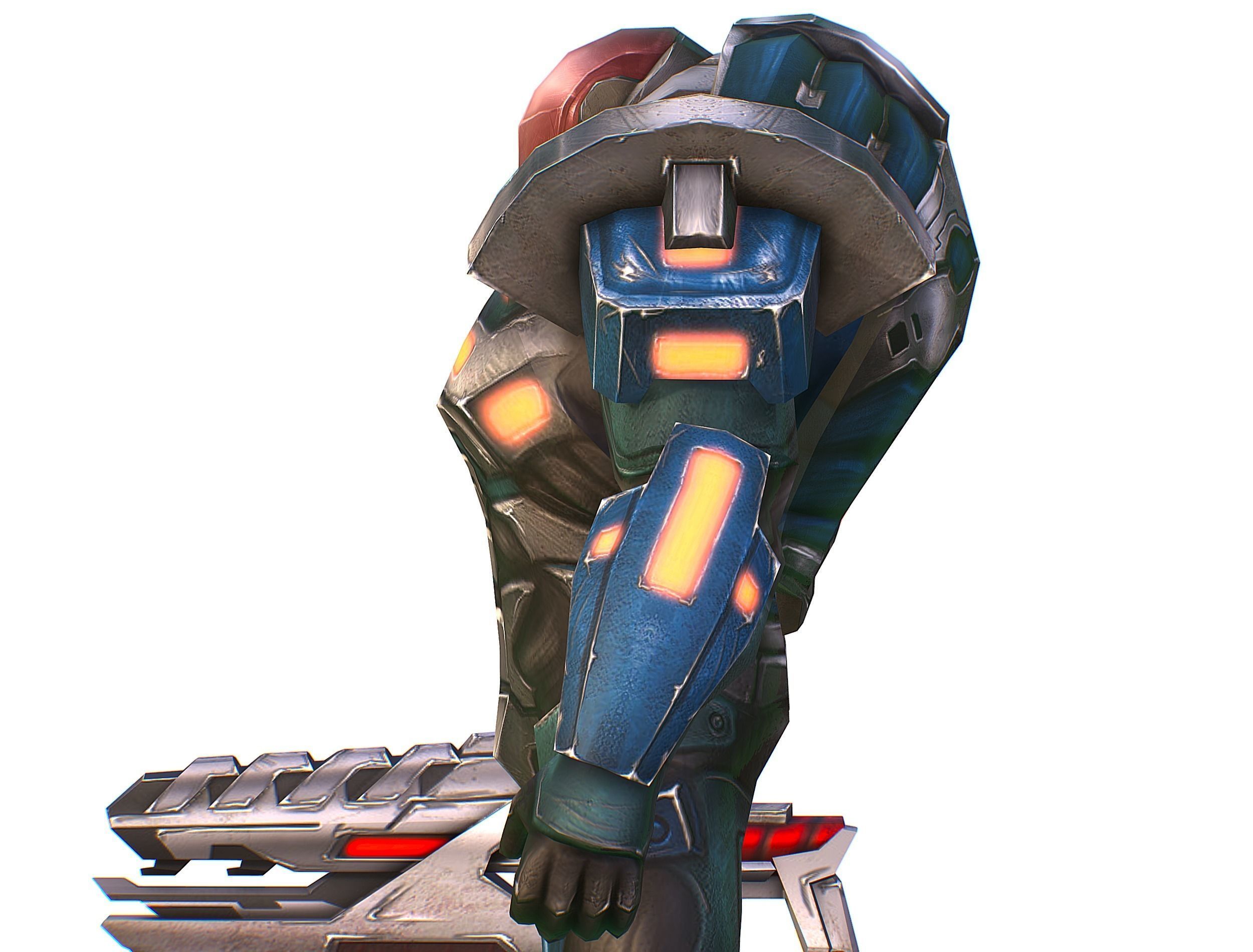 Male Cyborg Man Soldier with Rifle and Pistol Low-poly 3D model_31