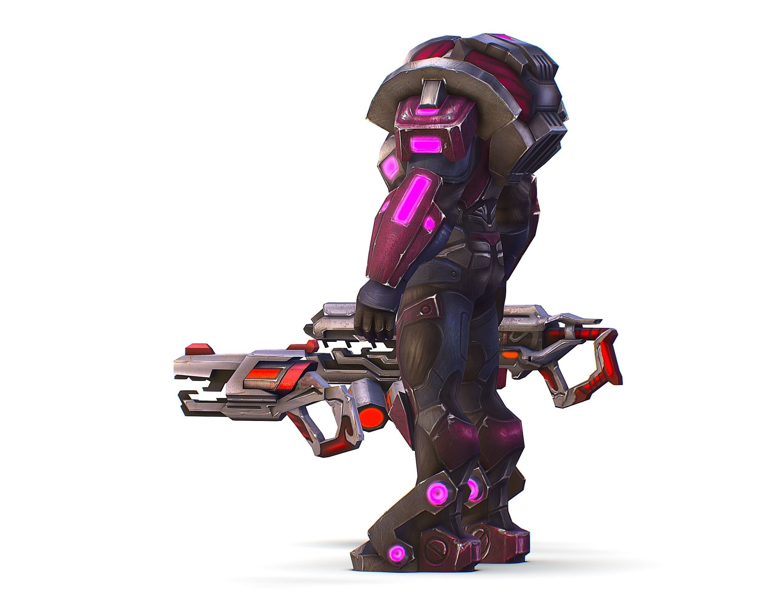 Cyborg Machine Gun with Automatic Rifle and Pistol - 3dsMax Low-poly 3D model_19