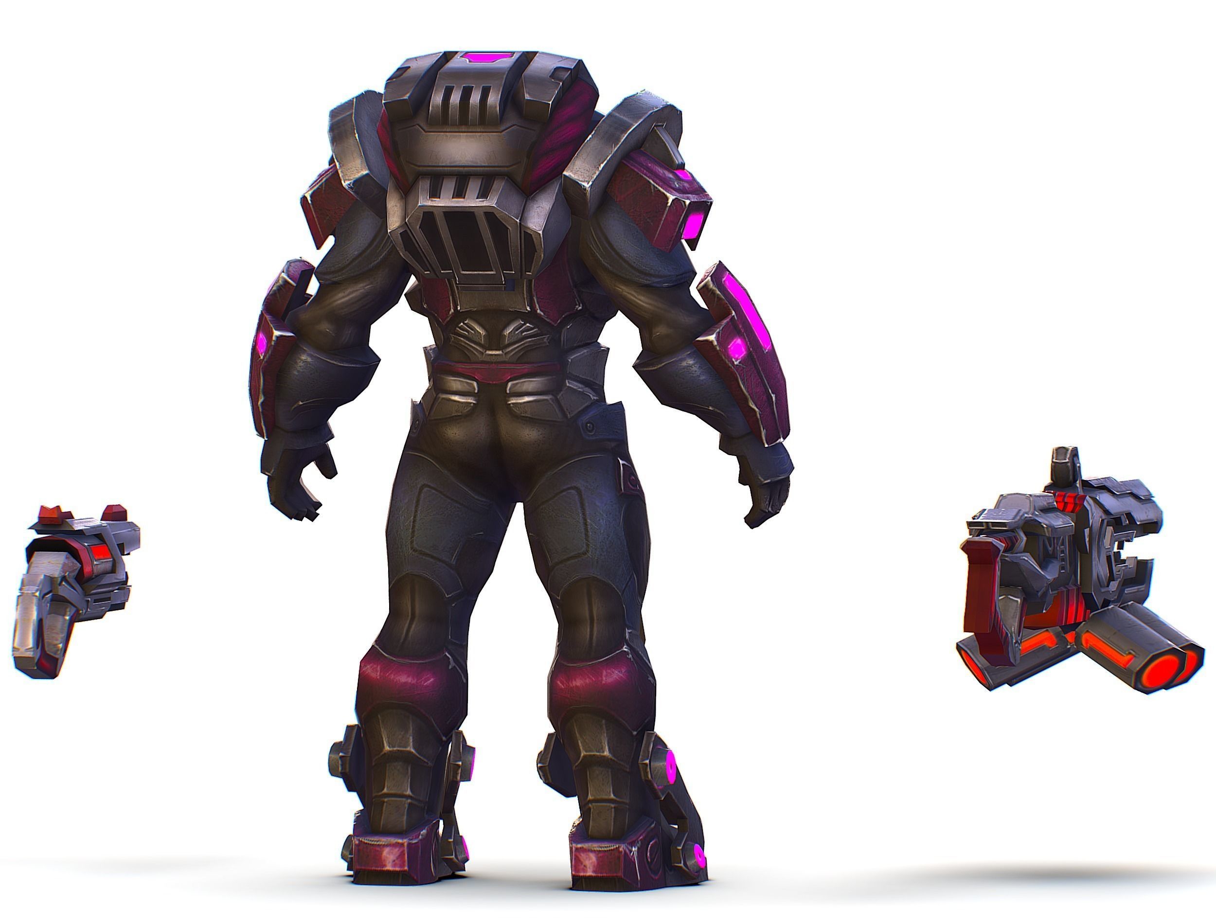 Cyborg Machine Gun with Automatic Rifle and Pistol - 3dsMax Low-poly 3D model_11